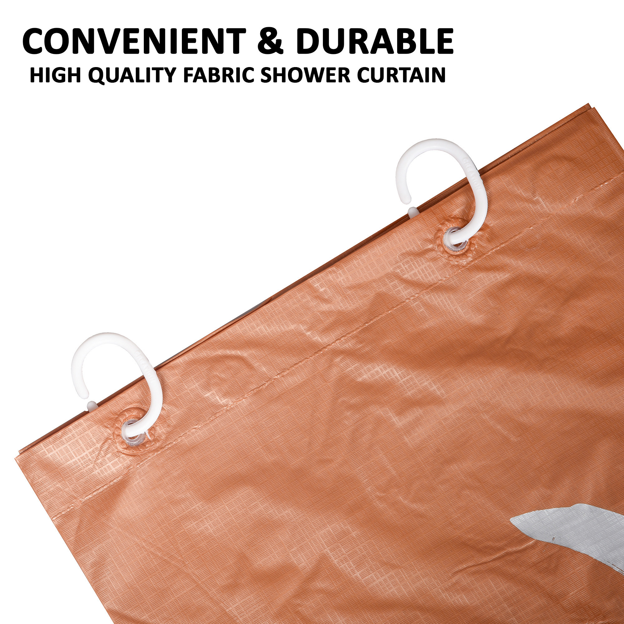 Kuber Industries Shower Curtain  7 Feet  Bathroom Shower Curtain  AC Curtains  PVC Waterproof Window Curtain  Curtains for Bathtub  8 Rings Curtain  Painting  Golden