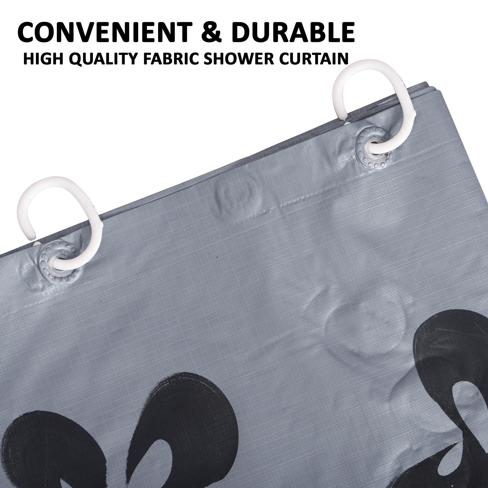 Kuber Industries Shower Curtain  7 Feet  Bathroom Shower Curtain  AC Curtains  PVC Waterproof Window Curtain  Curtains for Bathtub  8 Rings Curtain  Painting  Grey