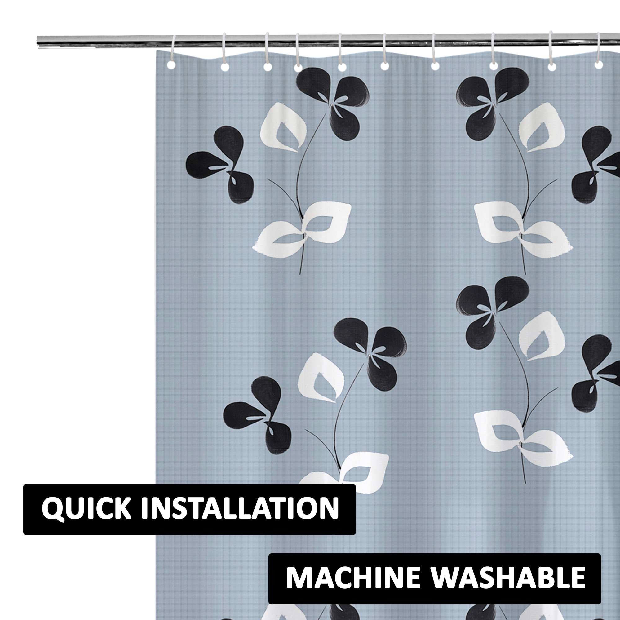Kuber Industries Shower Curtain  7 Feet  Bathroom Shower Curtain  AC Curtains  PVC Waterproof Window Curtain  Curtains for Bathtub  8 Rings Curtain  Painting  Grey