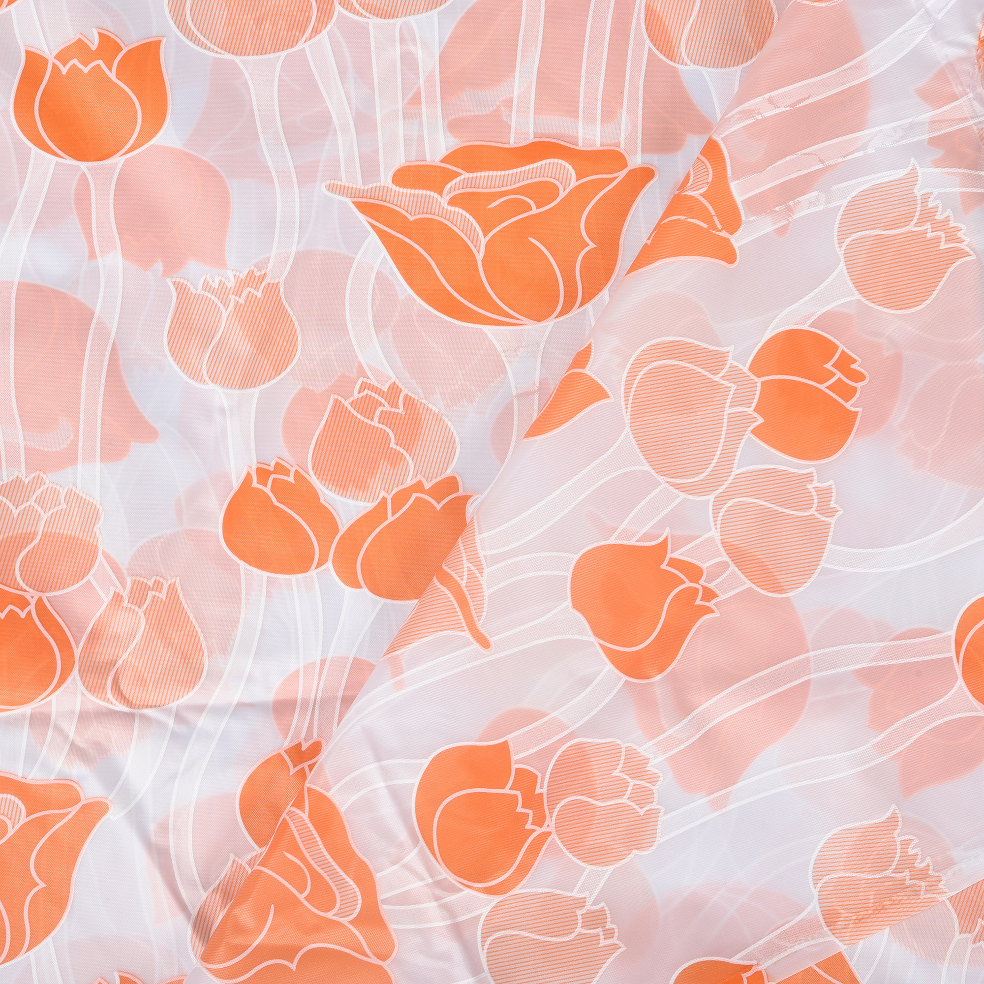 Kuber Industries Shower Curtain  7 Feet  Bathroom Shower Curtain  AC Curtains  PVC Waterproof Window Curtain  Curtains for Bathtub  8 Rings Curtain  Orange Gulab  Blury Transparent