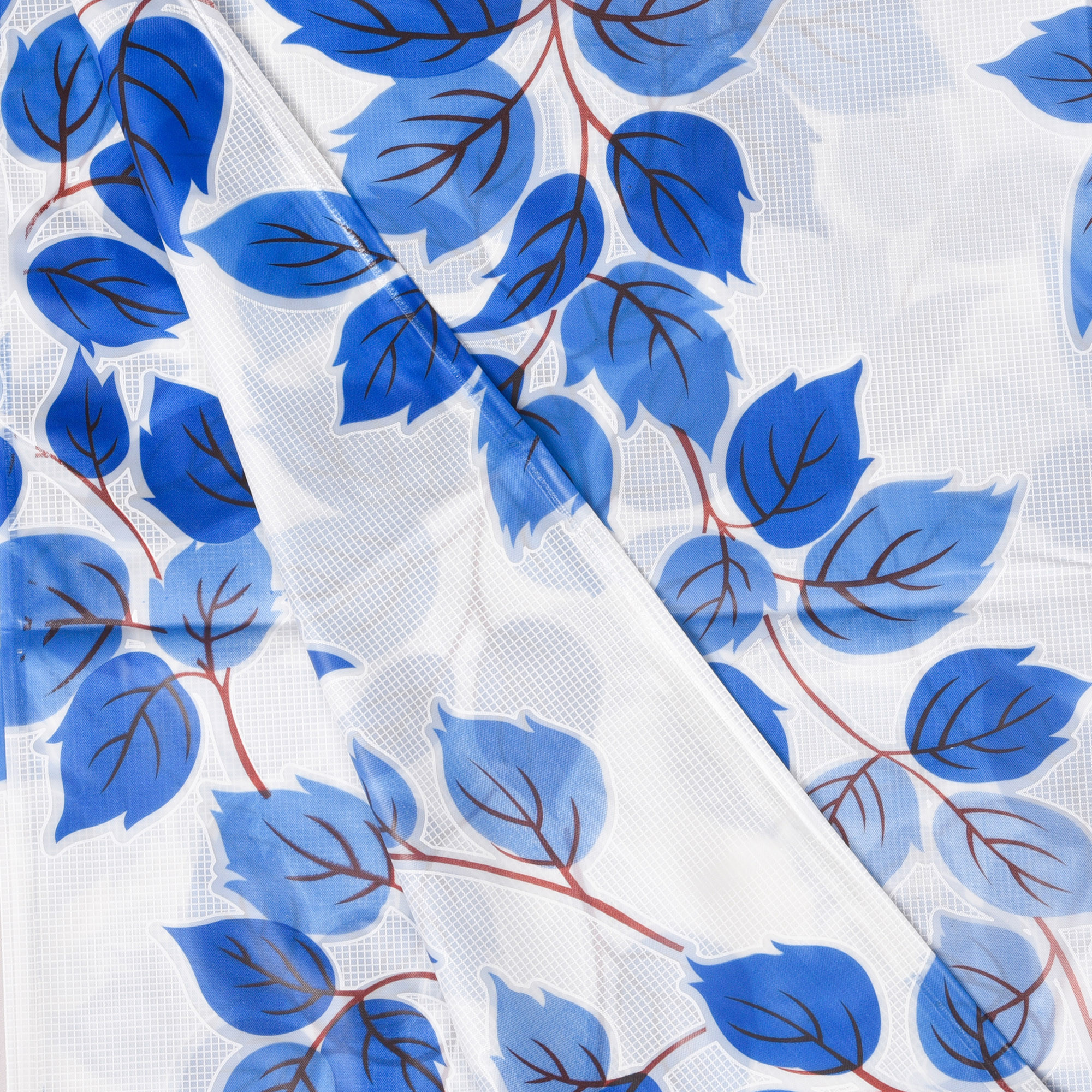 Kuber Industries Shower Curtain  7 Feet  Bathroom Shower Curtain  AC Curtains  PVC Waterproof Window Curtain  Curtains for Bathtub  8 Rings Curtain  Leaf Print  Blue
