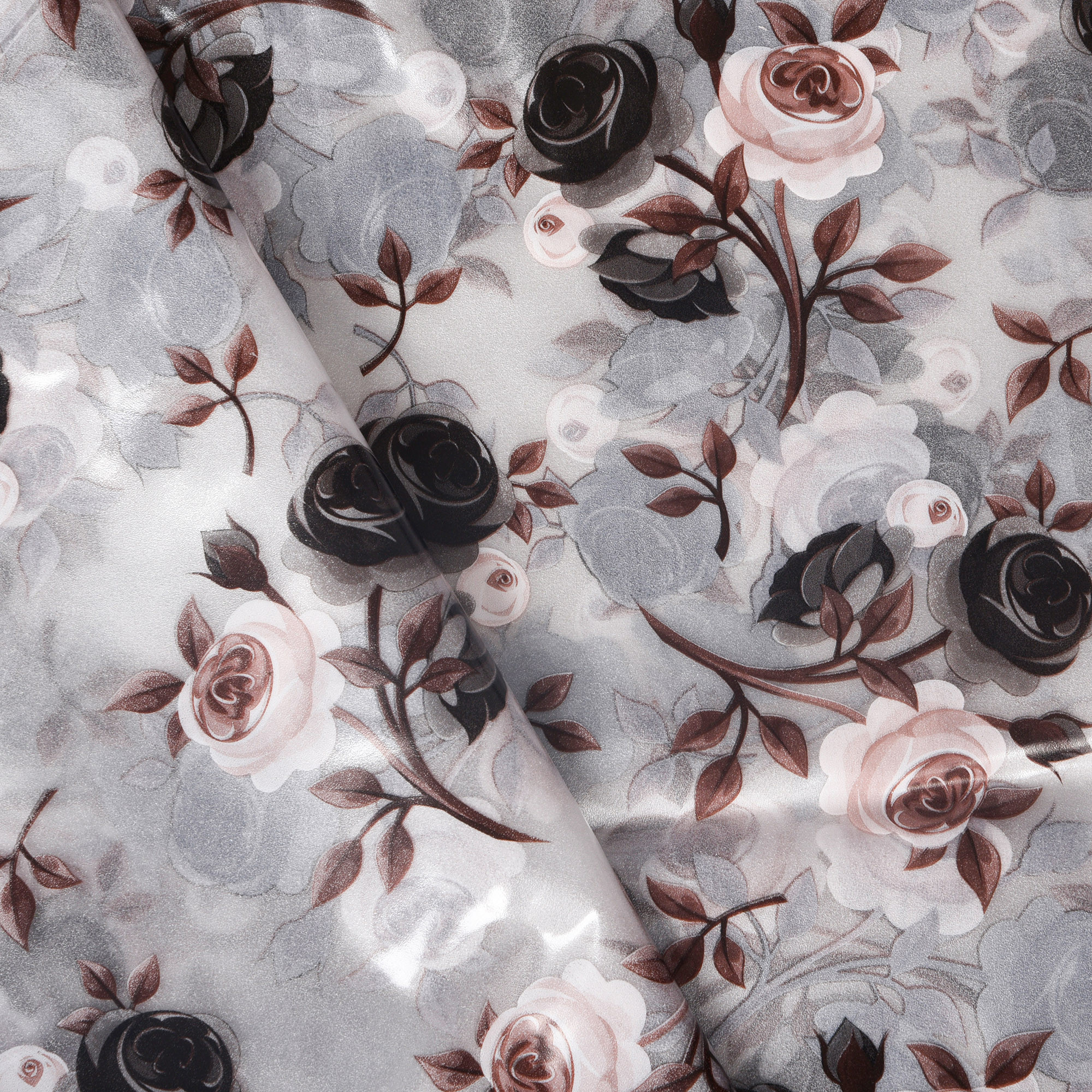 Kuber Industries Shower Curtain  7 Feet  Bathroom Shower Curtain  AC Curtains  PVC Waterproof Window Curtain  Curtains for Bathtub  8 Rings Curtain  Brown Rose  Transparent