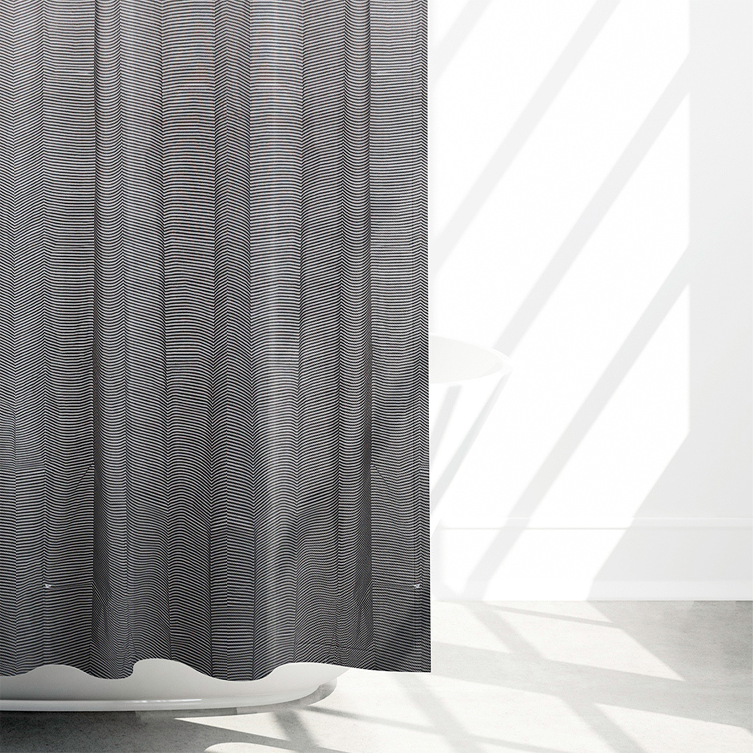 Kuber Industries Shower Curtain | Odette Design PEVA Curtain for Bathroom | Shower Curtain for Bathroom | Bathroom Shower Curtain with Hooks | 6 Feet | Gray