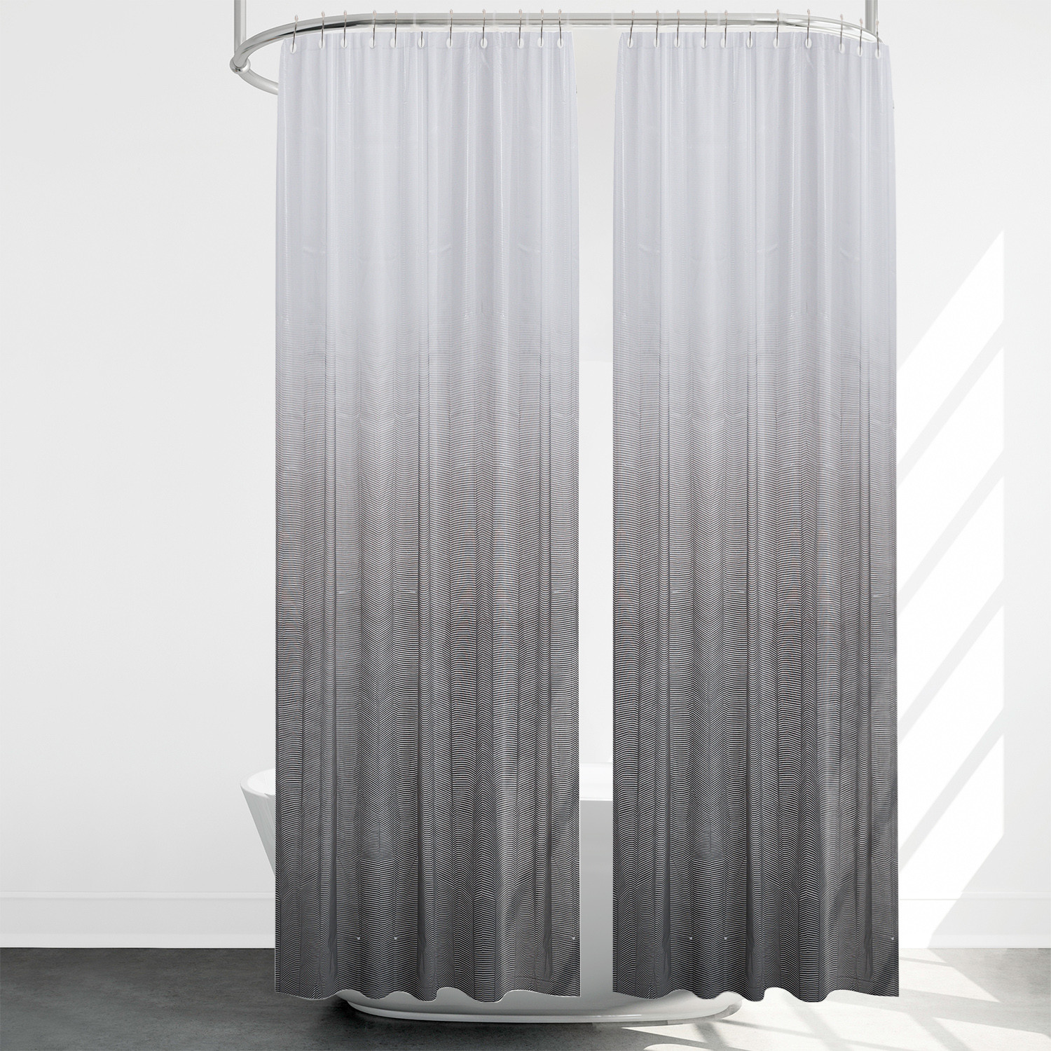 Kuber Industries Shower Curtain | Odette Design PEVA Curtain for Bathroom | Shower Curtain for Bathroom | Bathroom Shower Curtain with Hooks | 6 Feet | Gray