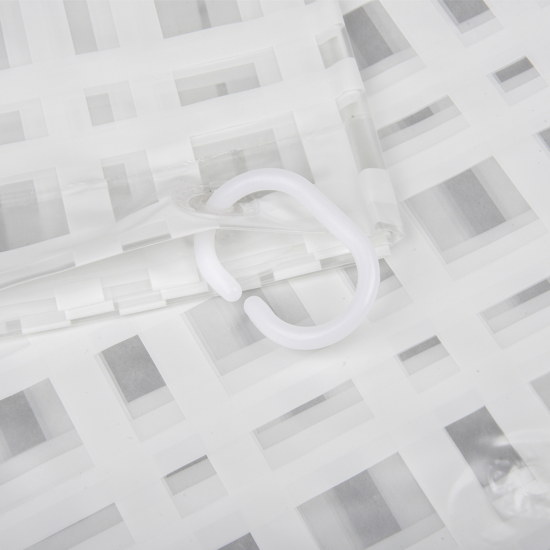 Kuber Industries Shower Curtain  PVC Shower Curtain with Hooks  Shower Curtain for Bathroom  AC Shower Curtain  Self Check Bathroom Shower Curtain  7 Feet  White