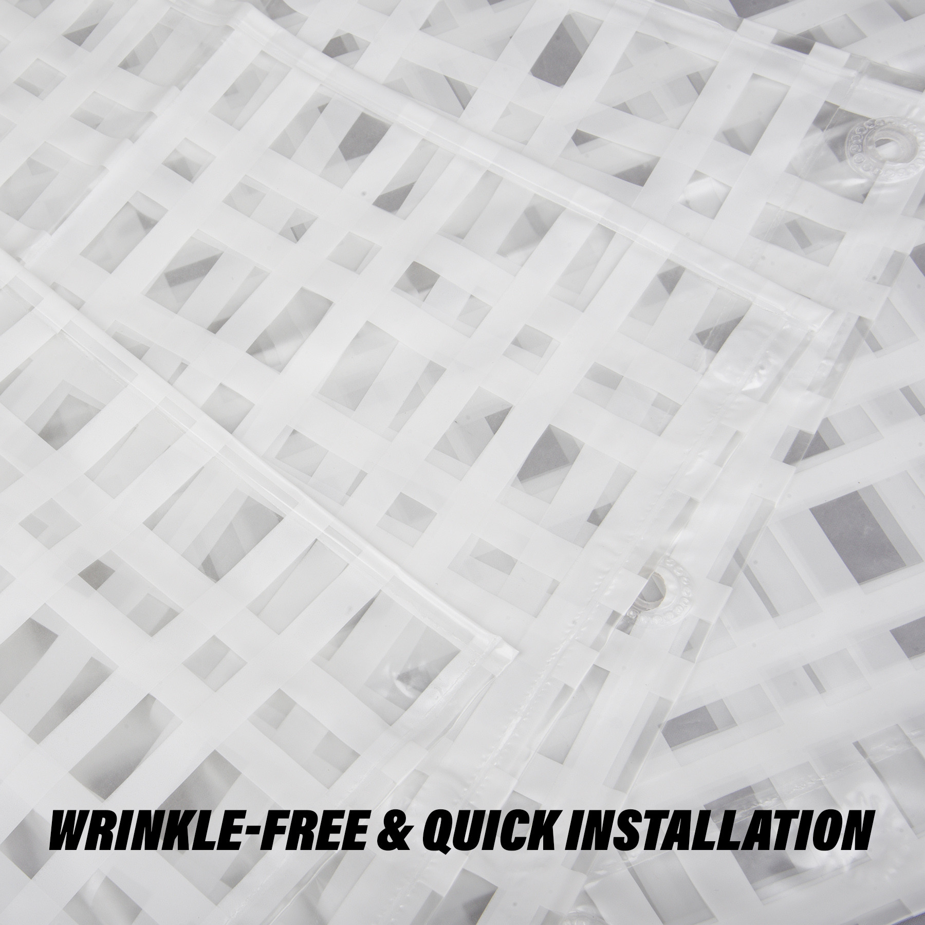 Kuber Industries Shower Curtain  PVC Shower Curtain with Hooks  Shower Curtain for Bathroom  AC Shower Curtain  Self Check Bathroom Shower Curtain  7 Feet  White