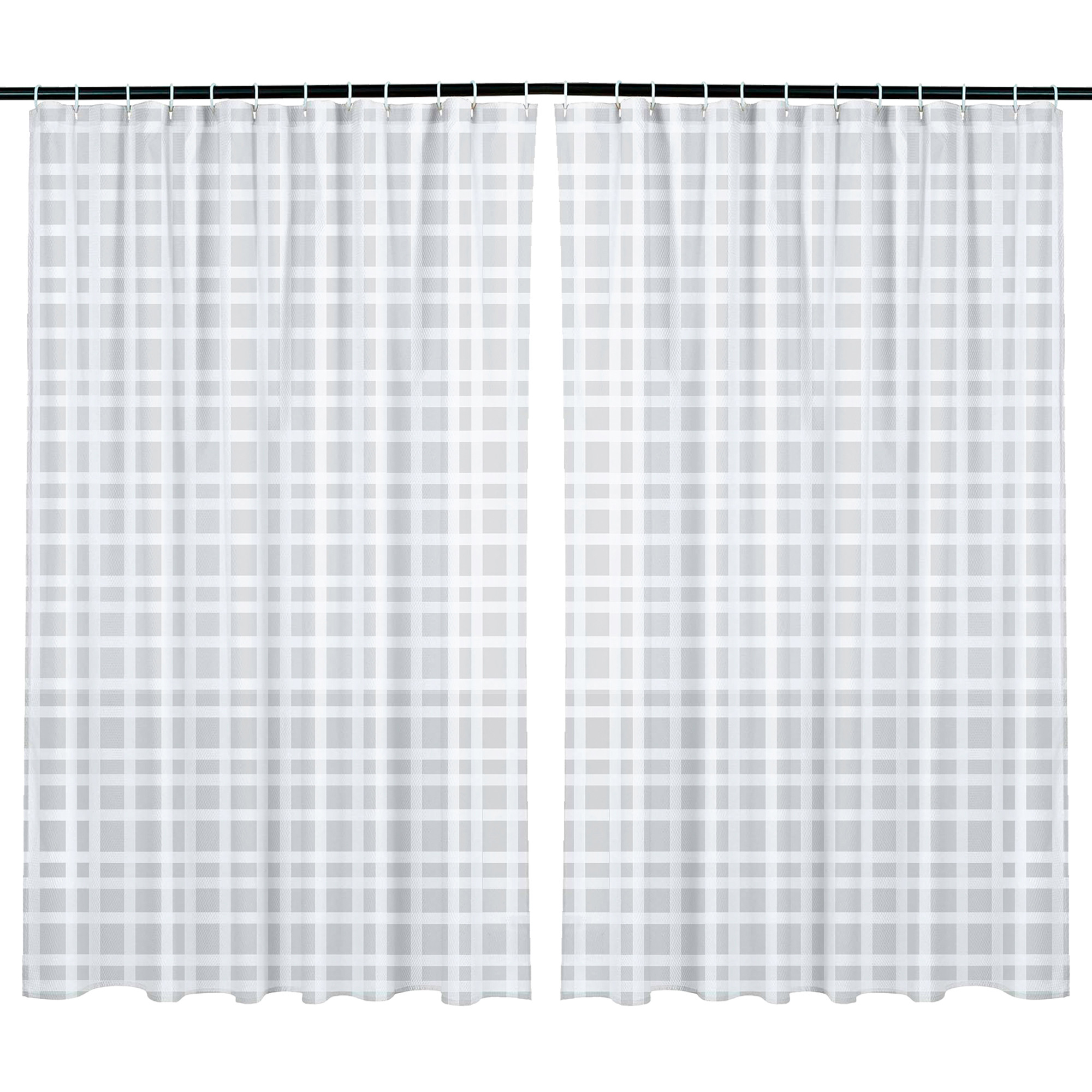 Kuber Industries Shower Curtain | PVC Shower Curtain with Hooks | Shower Curtain for Bathroom | AC Shower Curtain | Self Check Bathroom Shower Curtain | 7 Feet | White