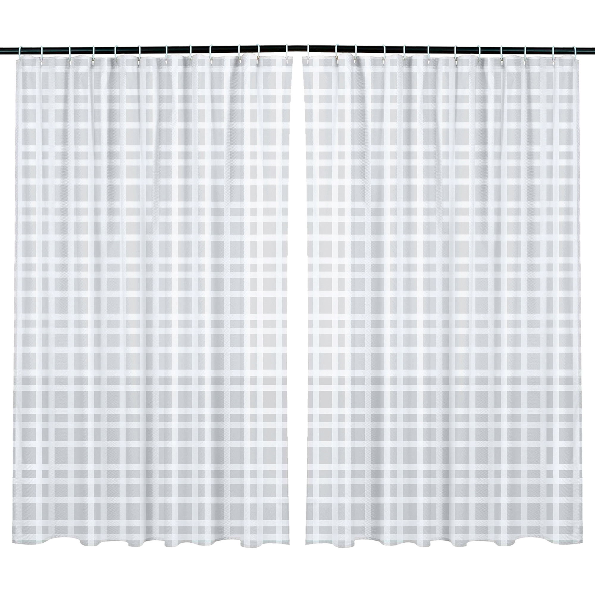 Kuber Industries Shower Curtain | PVC Shower Curtain with Hooks | Shower Curtain for Bathroom | AC Shower Curtain | Self Check Bathroom Shower Curtain | 7 Feet | White