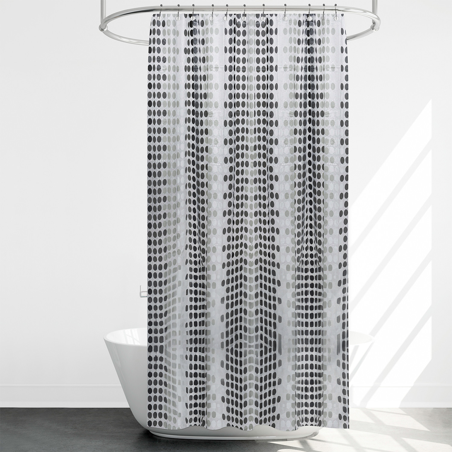 Kuber Industries Shower Curtain | Twilight Design PEVA Curtain for Bathroom | Shower Curtain for Bathroom | Bathroom Shower Curtain with Hooks | 6 Feet | Black