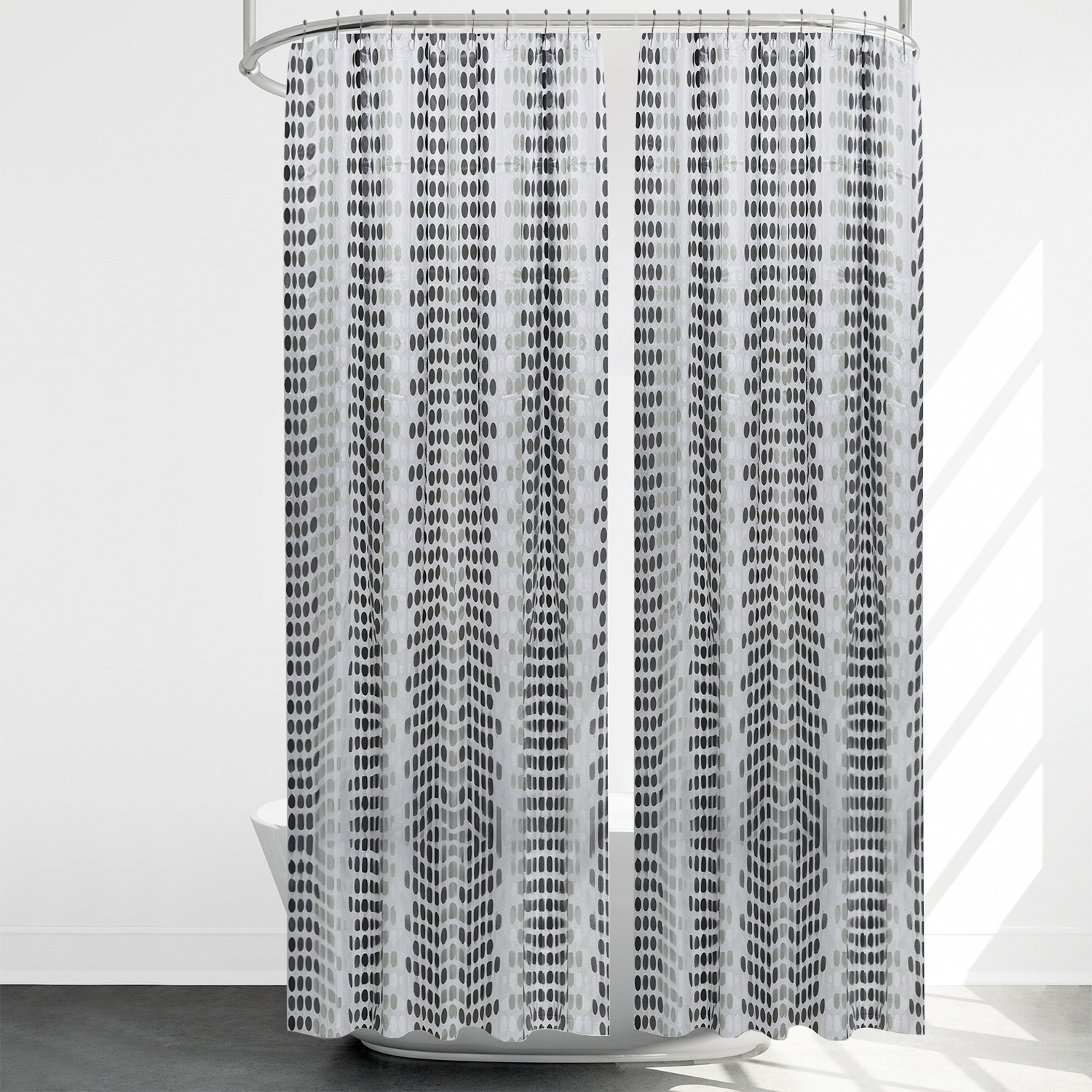 Kuber Industries Shower Curtain | Twilight Design PEVA Curtain for Bathroom | Shower Curtain for Bathroom | Bathroom Shower Curtain with Hooks | 6 Feet | Black