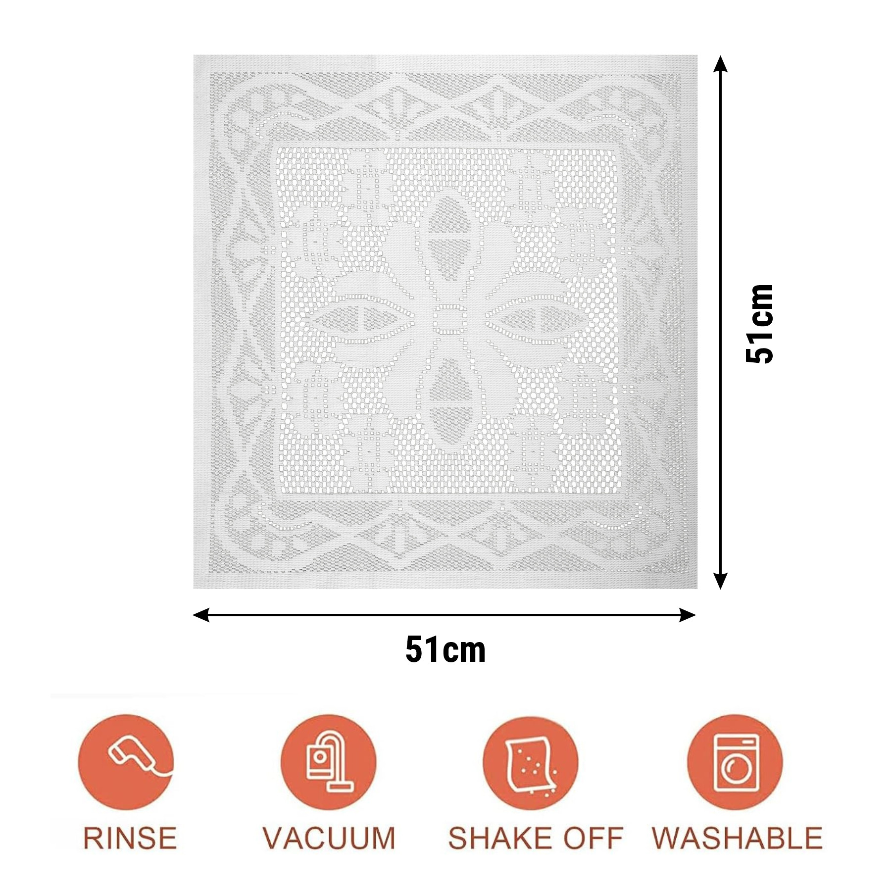 Kuber Industries Side Table Mat | Bed Side Table Mat | Center Table Mats | Square Plain Net Placemat Set | Bed Side Table Placemats for Home Décor | 20 Inch | Pack of 2 | White