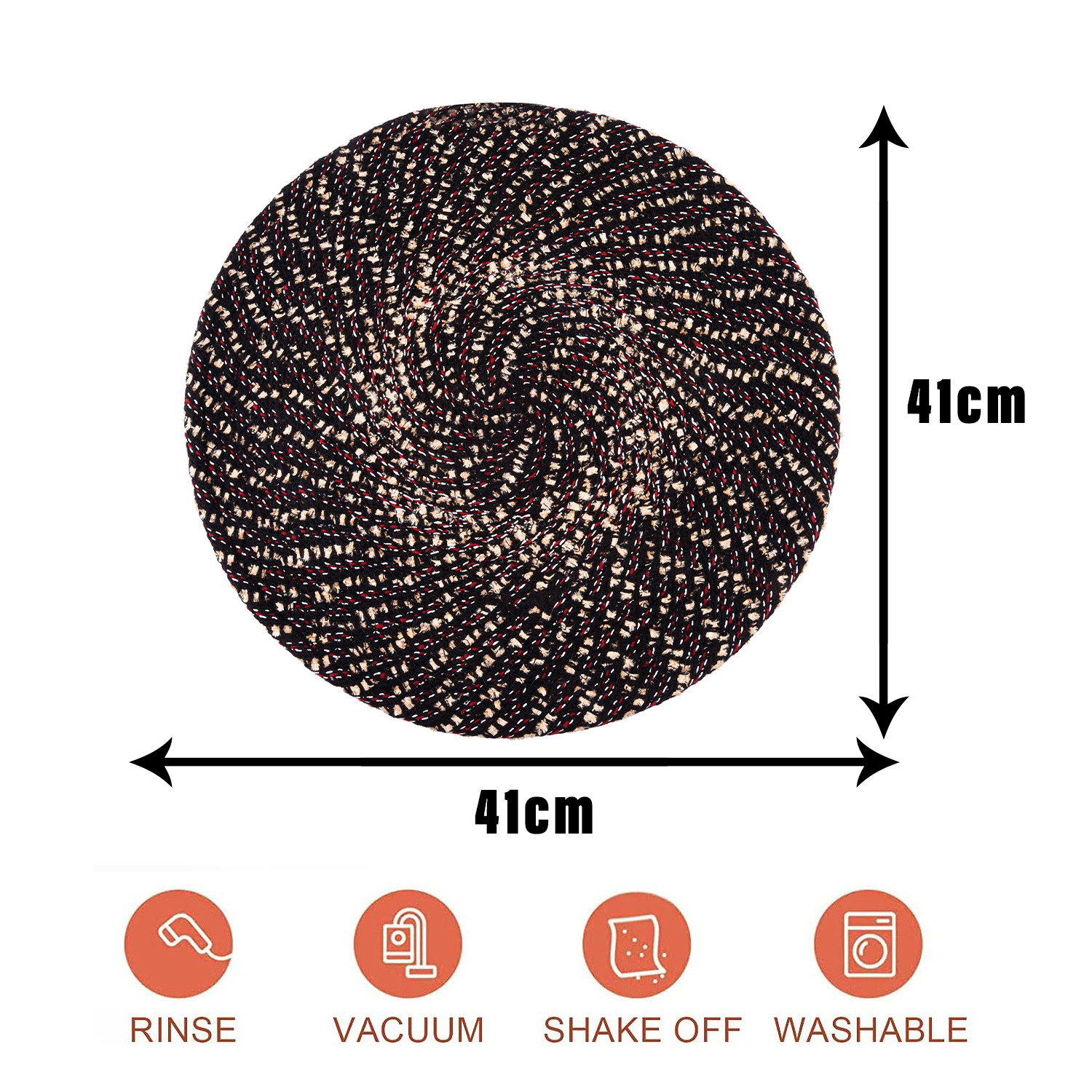 Kuber Industries Side Table Mats | Round Feather Table Mat | Bed-Side Table Mat | Center Table Mat | Reversible Dining Mat | Table Runner Mat | 16 Inch | Small | Brown