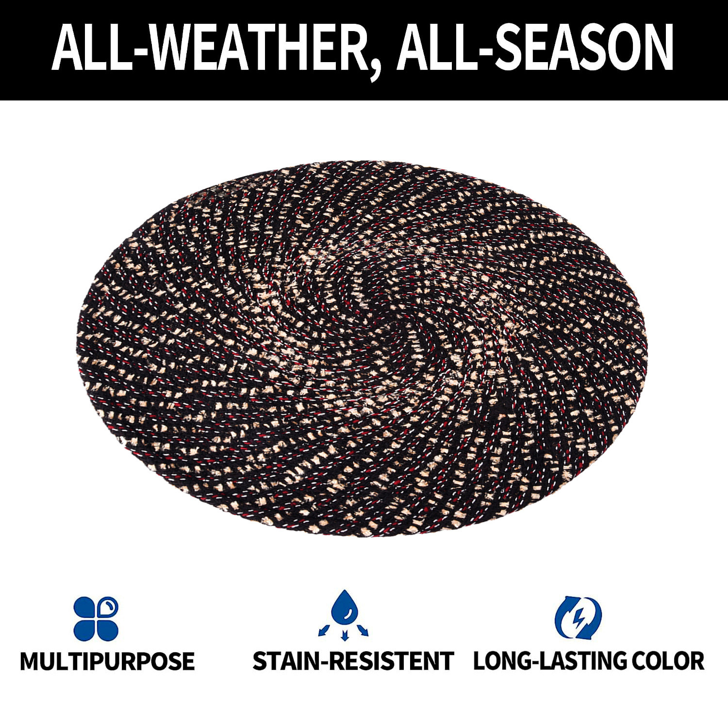 Kuber Industries Side Table Mats | Round Feather Table Mat | Bed-Side Table Mat | Center Table Mat | Reversible Dining Mat | Table Runner Mat | 16 Inch | Small | Brown