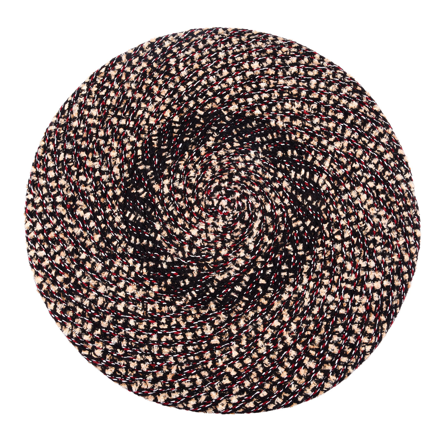Kuber Industries Side Table Mats | Round Feather Table Mat | Bed-Side Table Mat | Center Table Mat | Reversible Dining Mat | Table Runner Mat | 16 Inch | Small | Brown