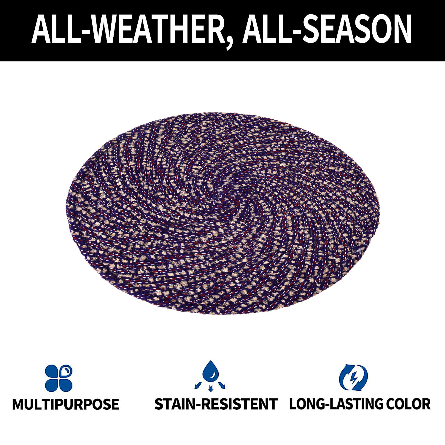 Kuber Industries Side Table Mats  Round Feather Table Mat  Bed-Side Table Mat  Center Table Mat  Reversible Dining Mat  Table Runner Mat  16 Inch  Small  Purple