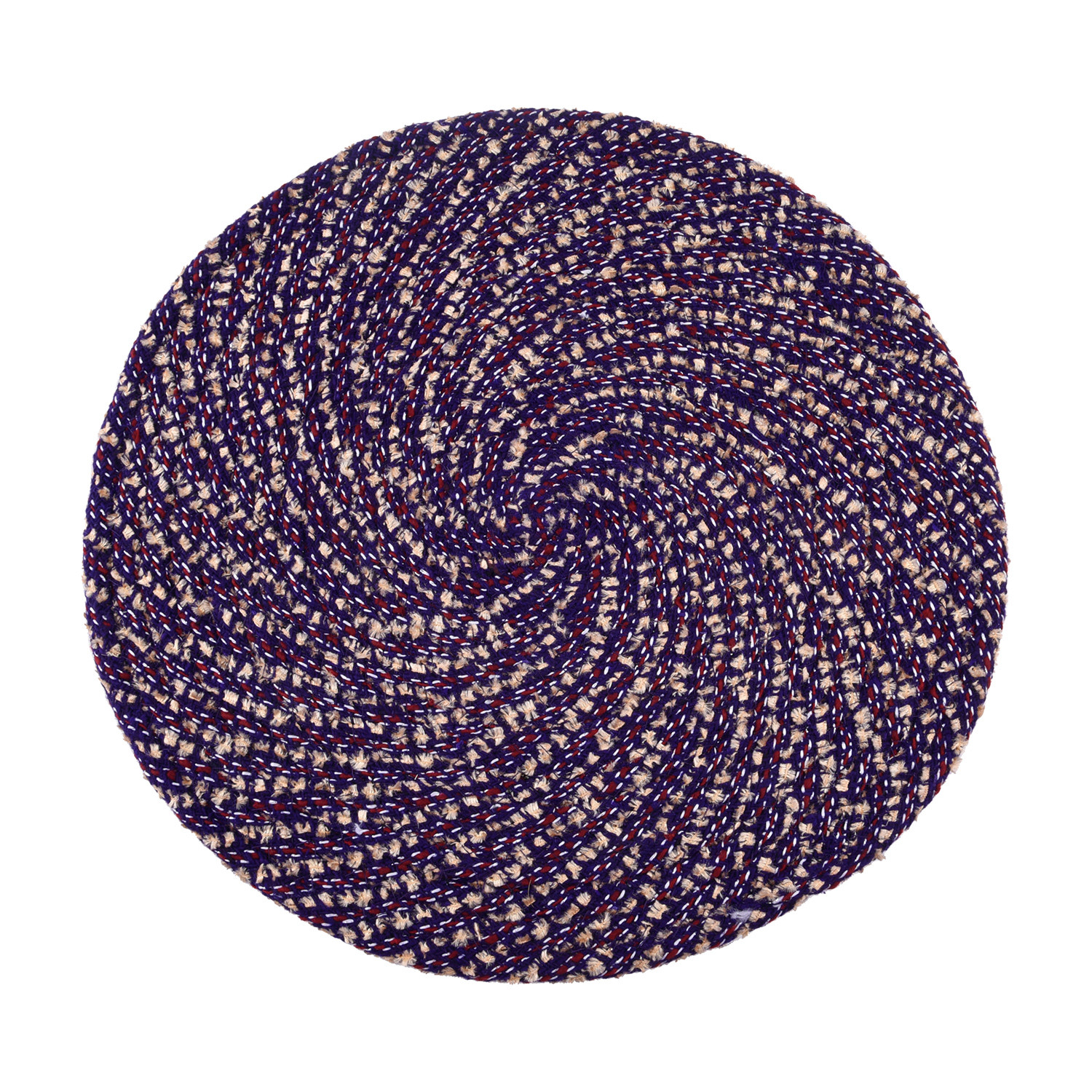 Kuber Industries Side Table Mats | Round Feather Table Mat | Bed-Side Table Mat | Center Table Mat | Reversible Dining Mat | Table Runner Mat | 16 Inch | Small | Purple