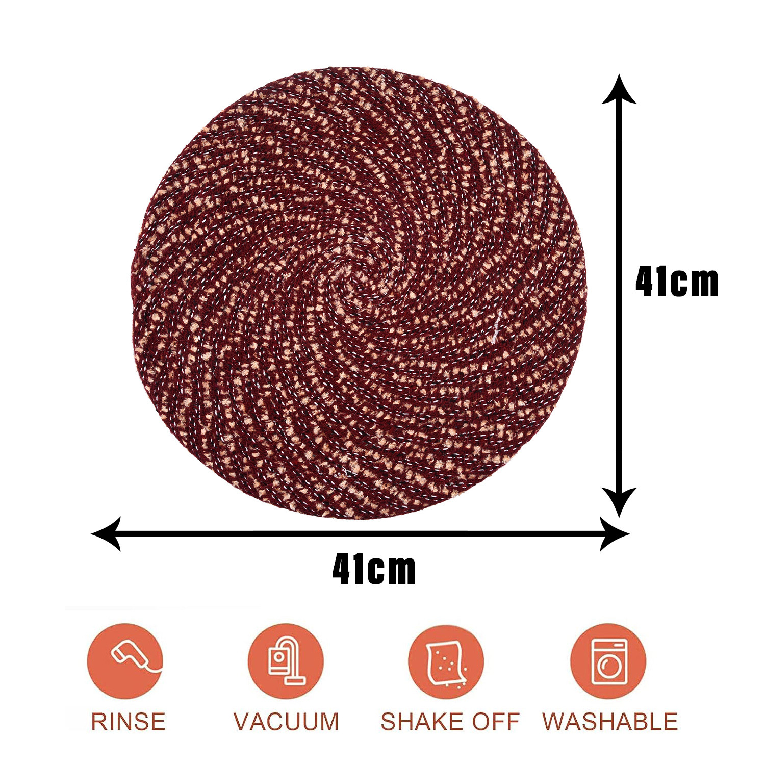 Kuber Industries Side Table Mats | Round Feather Table Mat | Bed-Side Table Mat | Center Table Mat | Reversible Dining Mat | Table Runner Mat | 16 Inch | Small | Maroon