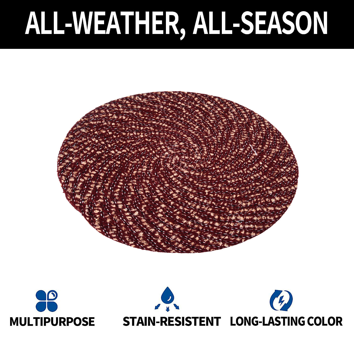 Kuber Industries Side Table Mats | Round Feather Table Mat | Bed-Side Table Mat | Center Table Mat | Reversible Dining Mat | Table Runner Mat | 16 Inch | Small | Maroon