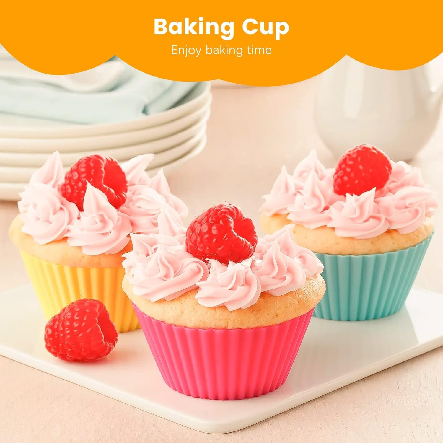Kuber Industries Silicon Small Cup cake mould Set Of 12|Reusable Muffin Moulds (Multi)