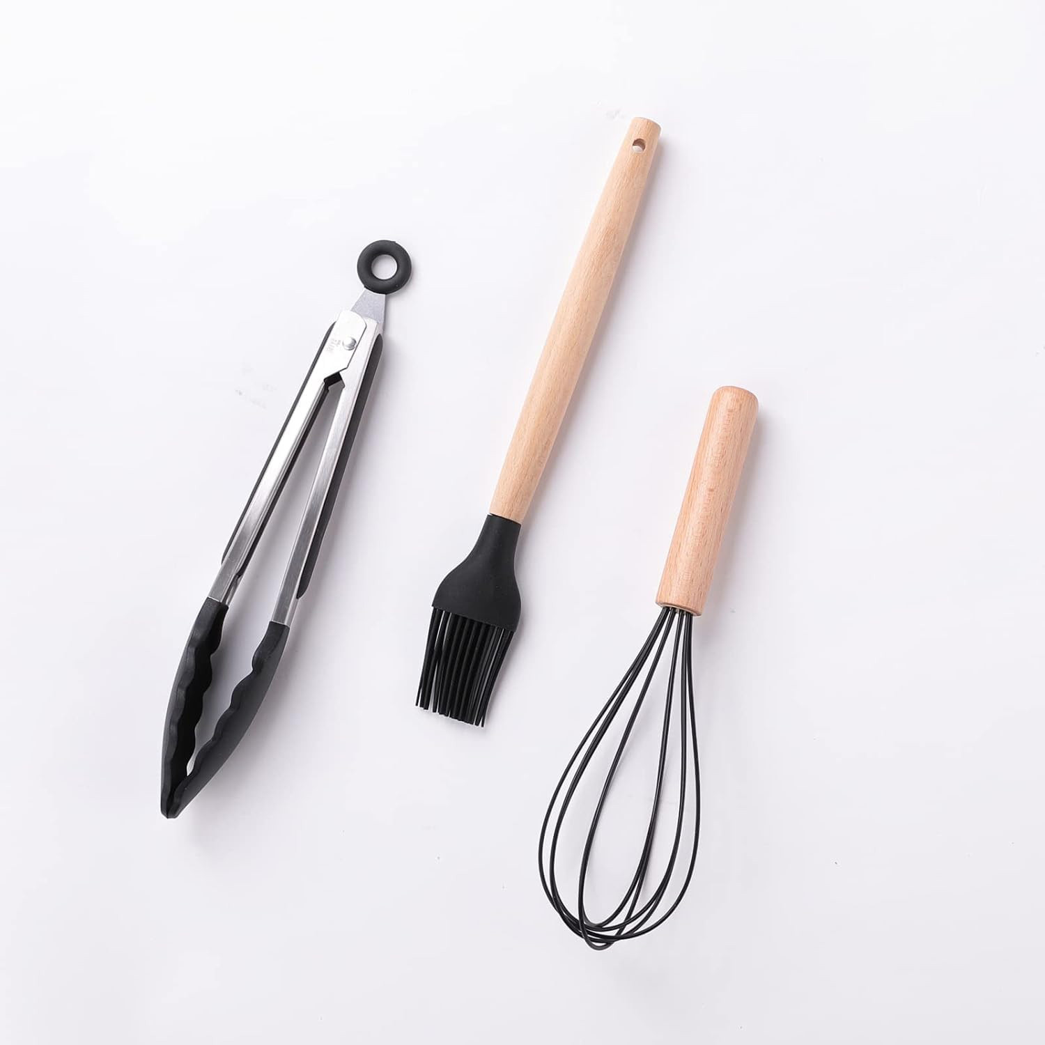 Kuber Industries Silicon Spatula Set | Flexible Kitchen Utensil Set | Spatula for Cooking | Non-Stick Spatula | Heat Resistant Spatula With Wooden Handle | DSSH001-2 | Set of 12 | Black