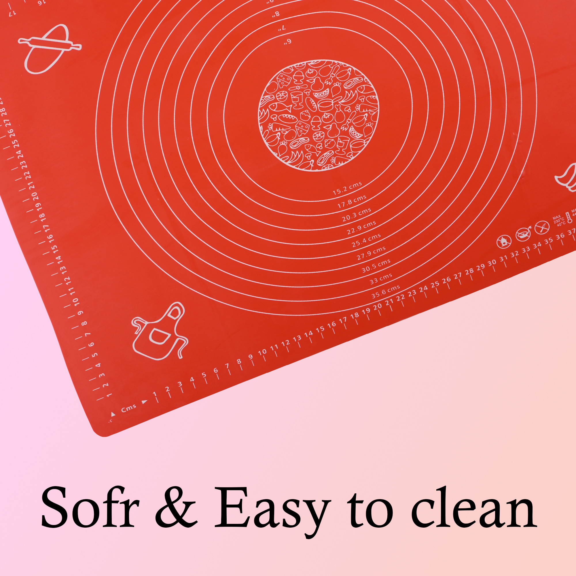 Kuber Industries Silicone Mat for Chapati  Reusable Roti Mat for Kitchen  Non-Stick Silicone Sheet for Chapati  Ideal for Rolling Dough Kneading  Baking  HW-9-RD  Spiral - Red