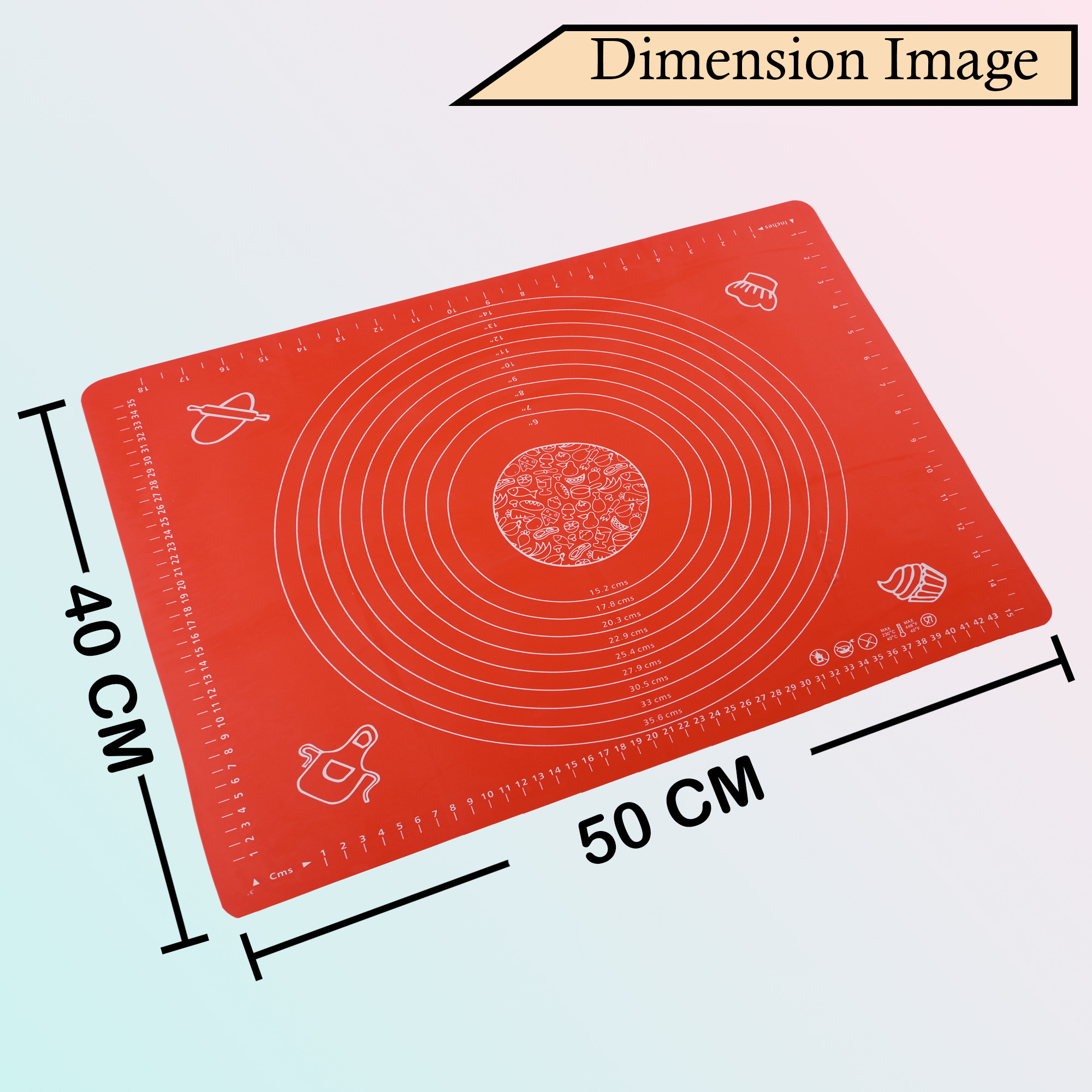 Kuber Industries Silicone Mat for Chapati  Reusable Roti Mat for Kitchen  Non-Stick Silicone Sheet for Chapati  Ideal for Rolling Dough Kneading  Baking  HW-9-RD  Spiral - Red