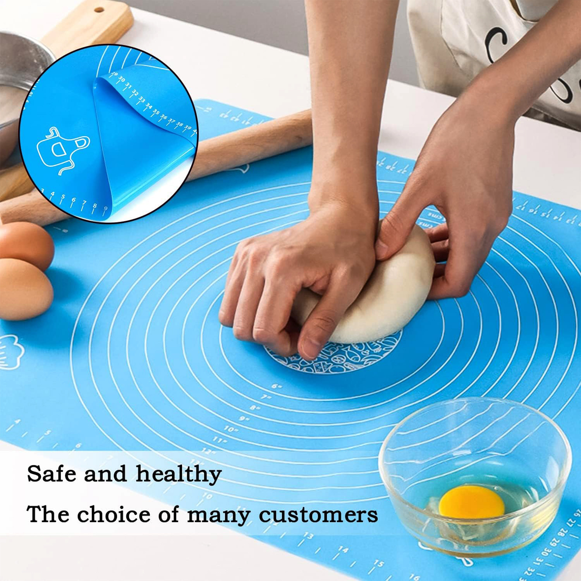 Kuber Industries Silicone Mat for Chapati  Reusable Roti Mat for Kitchen  Non-Stick Silicone Sheet for Chapati  Ideal for Rolling Dough Kneading  Baking  HW-9-BLU  Spiral - Blue