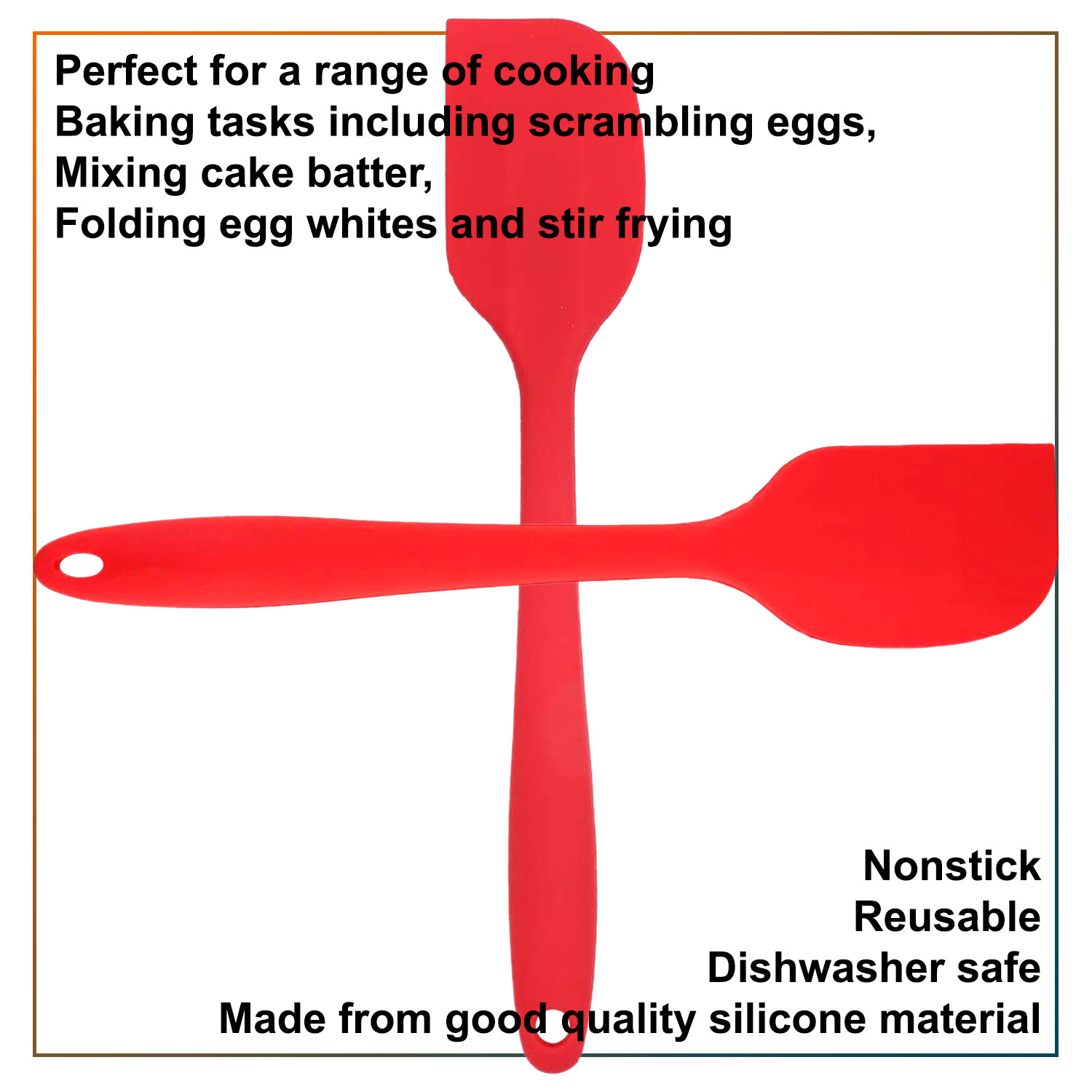 Kuber Industries Silicone Spatula|Baking Spoon for Non Stick Cookware|Heat Resistant Cake Spatula,8 Inch (Red)