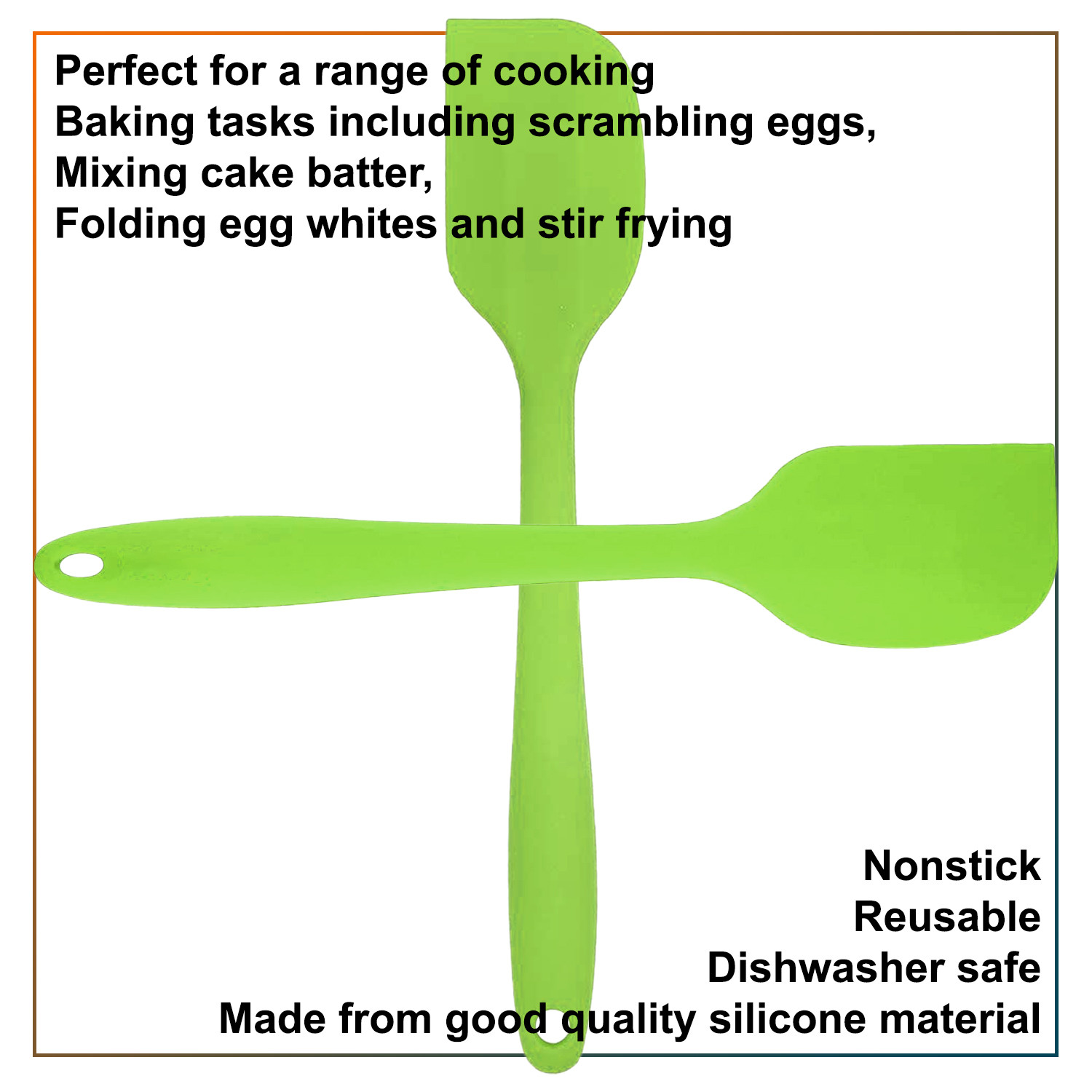 Kuber Industries Silicone Spatula|Baking Spoon for Non Stick Cookware|Heat Resistant Cake Spatula,8 Inch (Green)
