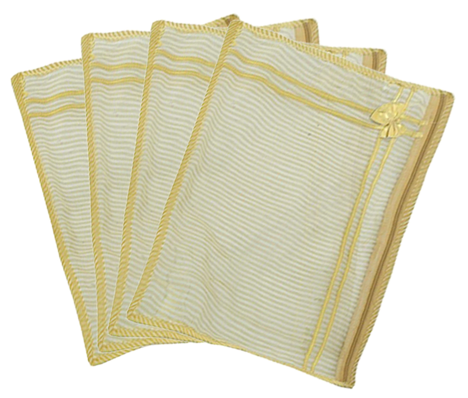 Kuber Industries Single Packing Lining Design Transparent PVC Saree Cover/Clothes Organiser For Wardrobe (Gold)