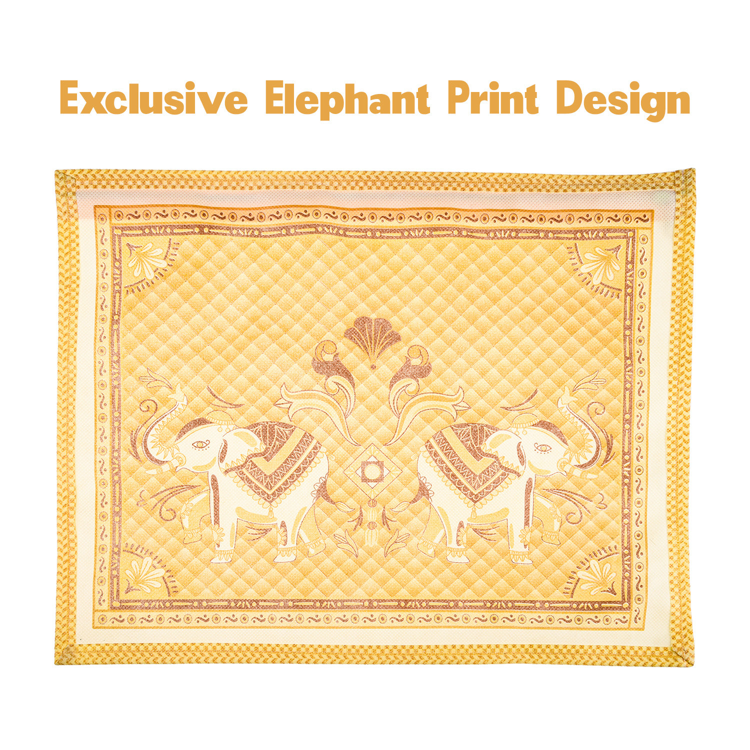 Kuber Industries Single Packing Saree Cover|Non-Woven Elephant Print Storage Cover|Foldable Transparent Top Wardrobe Storage Bag (Cream)