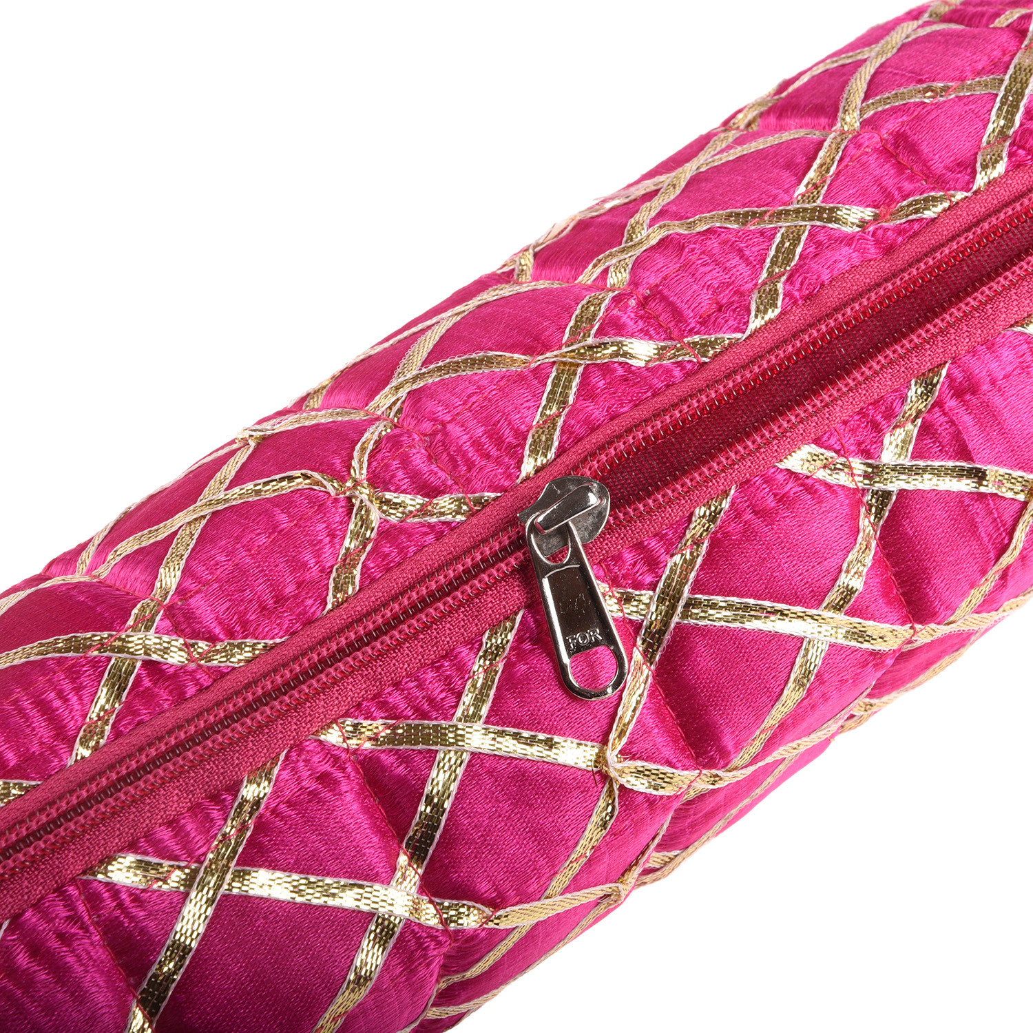 Kuber Industries Single Rod Bangle Box  Polyester Gota Check Design Watch Organizer  Travelling Bracelets Organizer with Zipper  Pack of 4  Multicolor