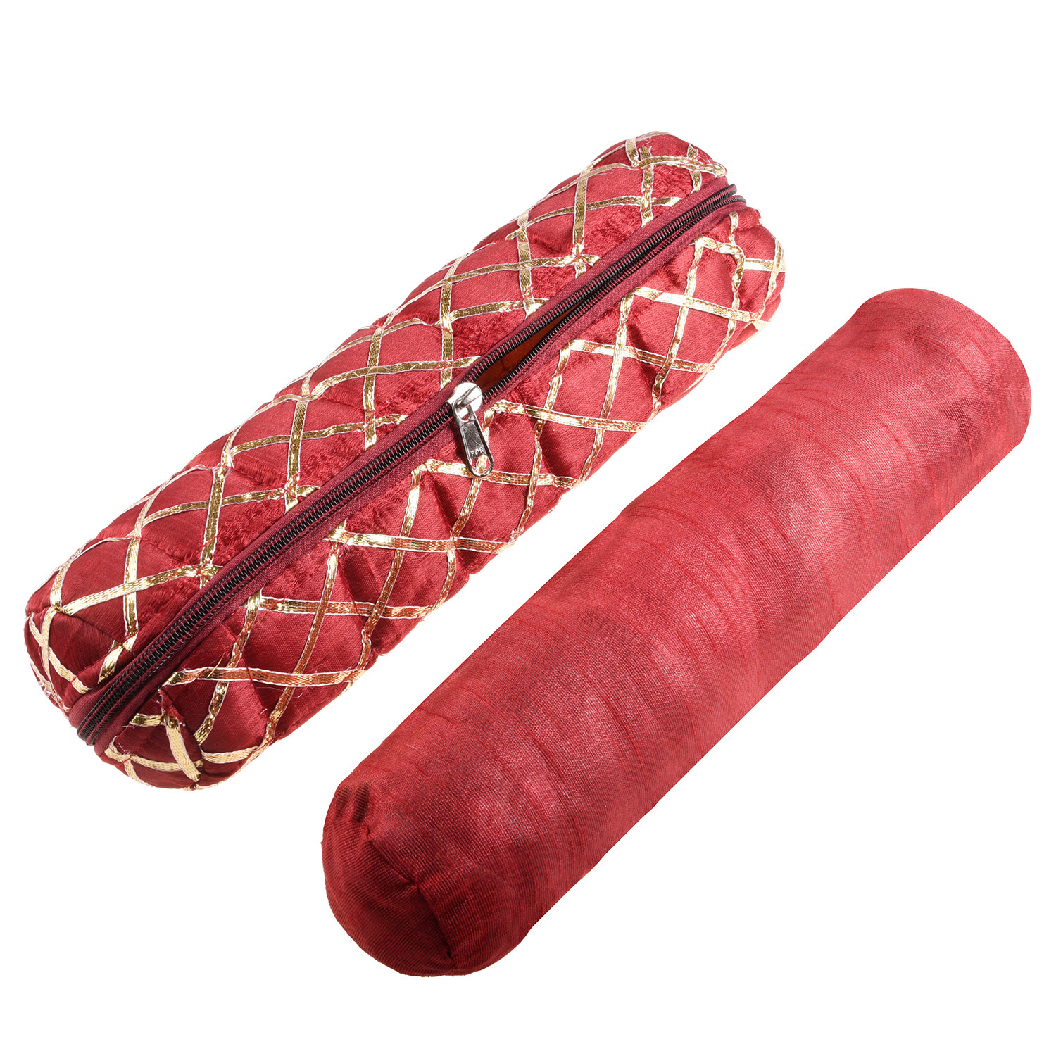 Kuber Industries Single Rod Bangle Box | Polyester Gota Check Design Watch Organizer | Travelling Bracelets Organizer with Zipper | Maroon