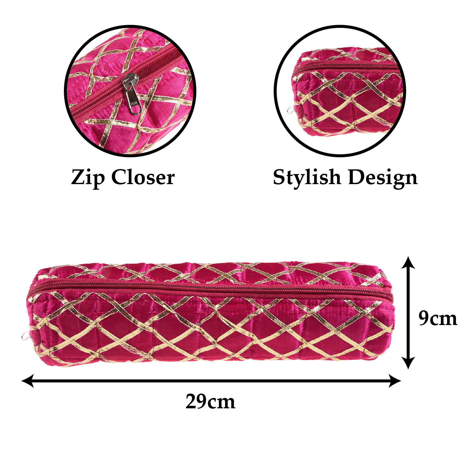 Kuber Industries Single Rod Bangle Box | Polyester Gota Check Design Watch Organizer | Travelling Bracelets Organizer with Zipper | Pack of 3 | Multicolor