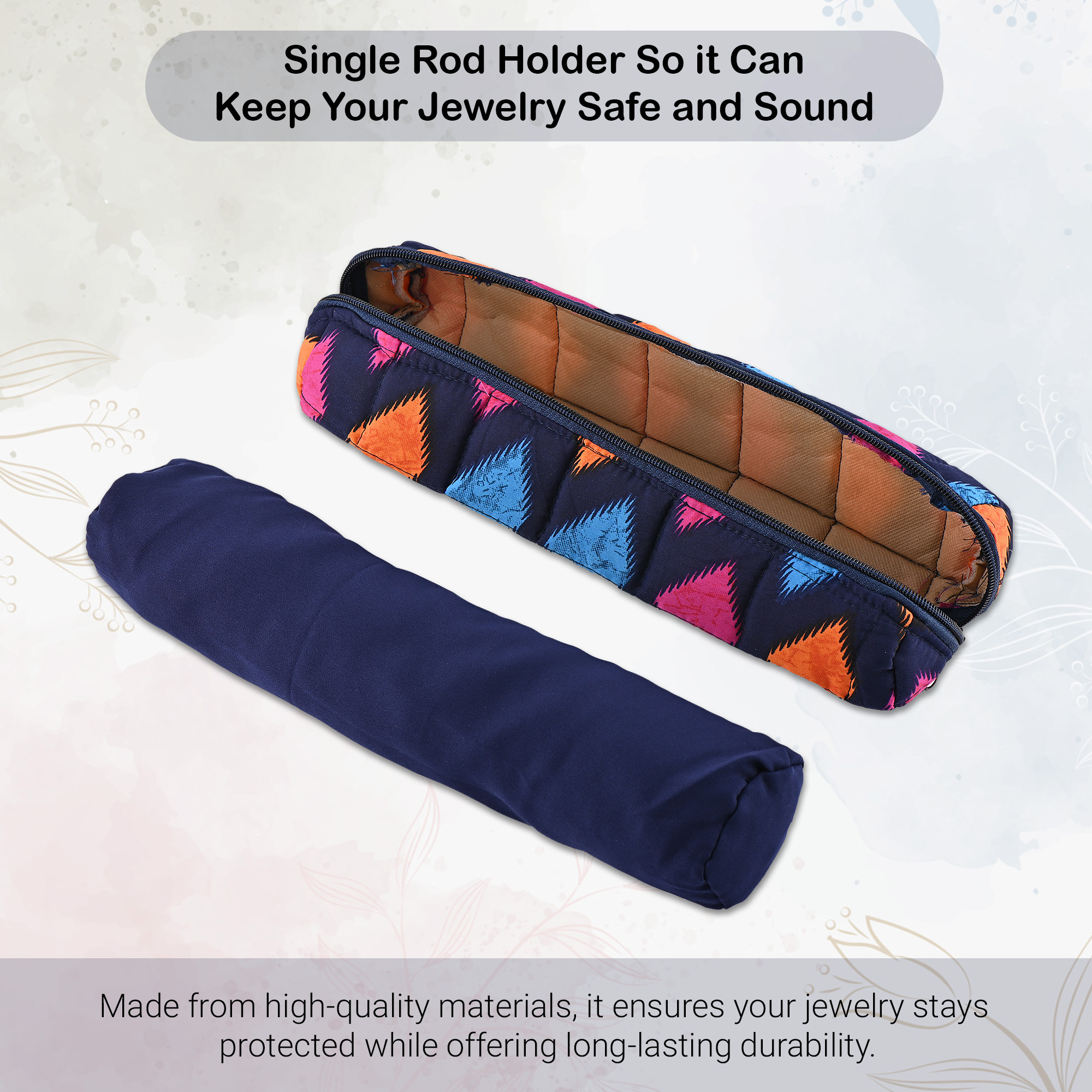 Kuber Industries Single-Rod Bangles Organisers Storage Box  Gold Jewellery Pouch  BraceletChudi Case Holder for Women  Printed - Blue