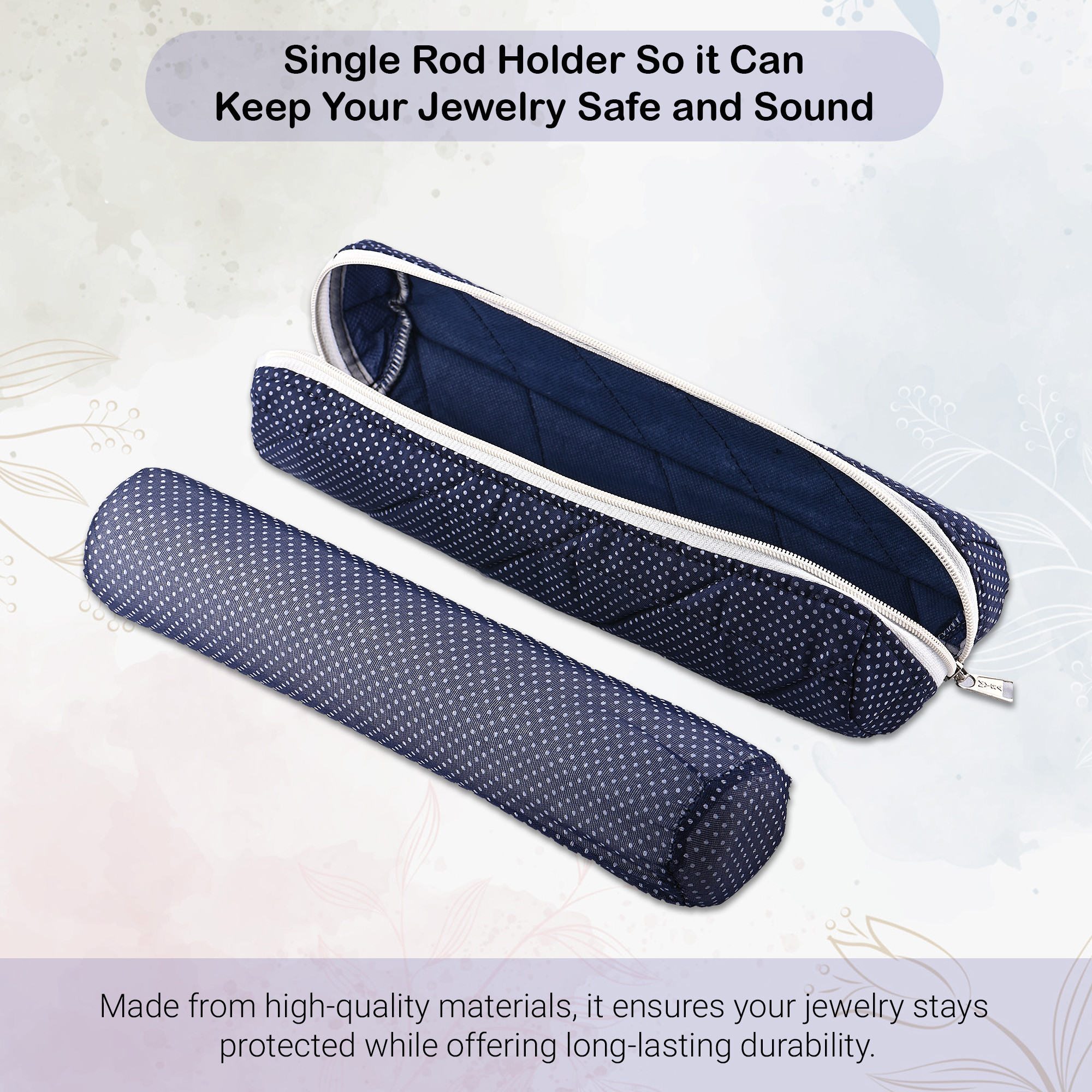 Kuber Industries Single-Rod Bangles Organisers Storage Box  Gold Jewellery Pouch  BraceletChudi Case Holder for Women  Polka Dots -Blue