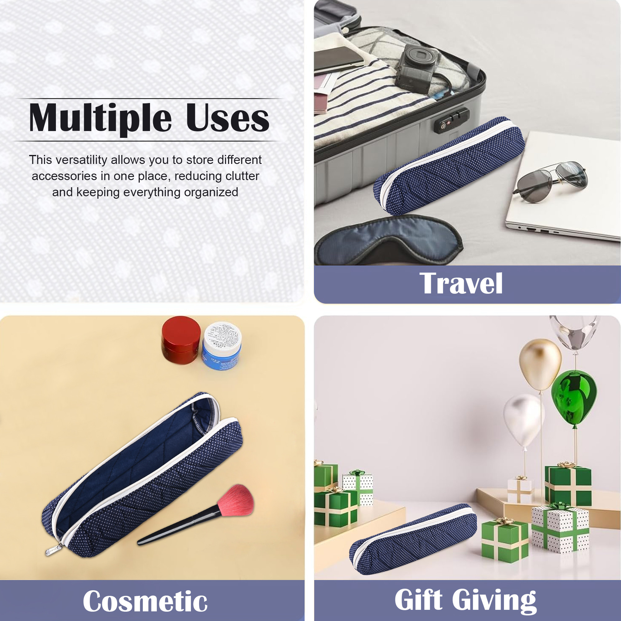 Kuber Industries Single-Rod Bangles Organisers Storage Box  Gold Jewellery Pouch  BraceletChudi Case Holder for Women  Polka Dots -Blue