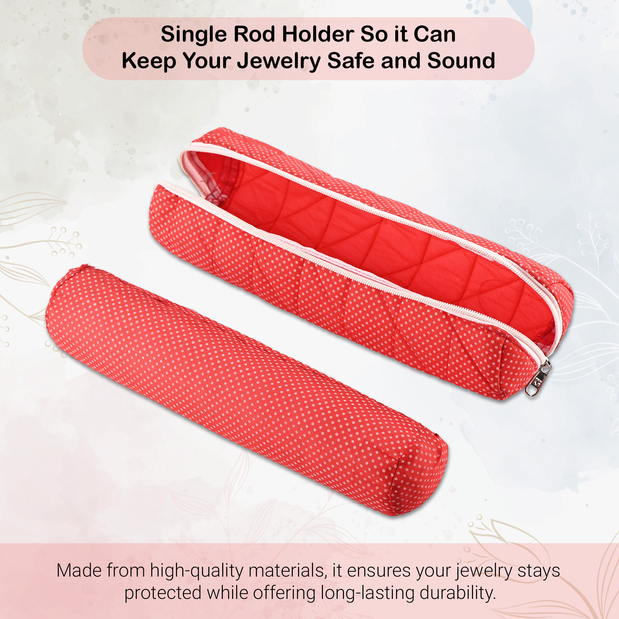 Kuber Industries Single-Rod Bangles Organisers Storage Box  Gold Jewellery Pouch  BraceletChudi Case Holder for Women  Polka Dots - Red