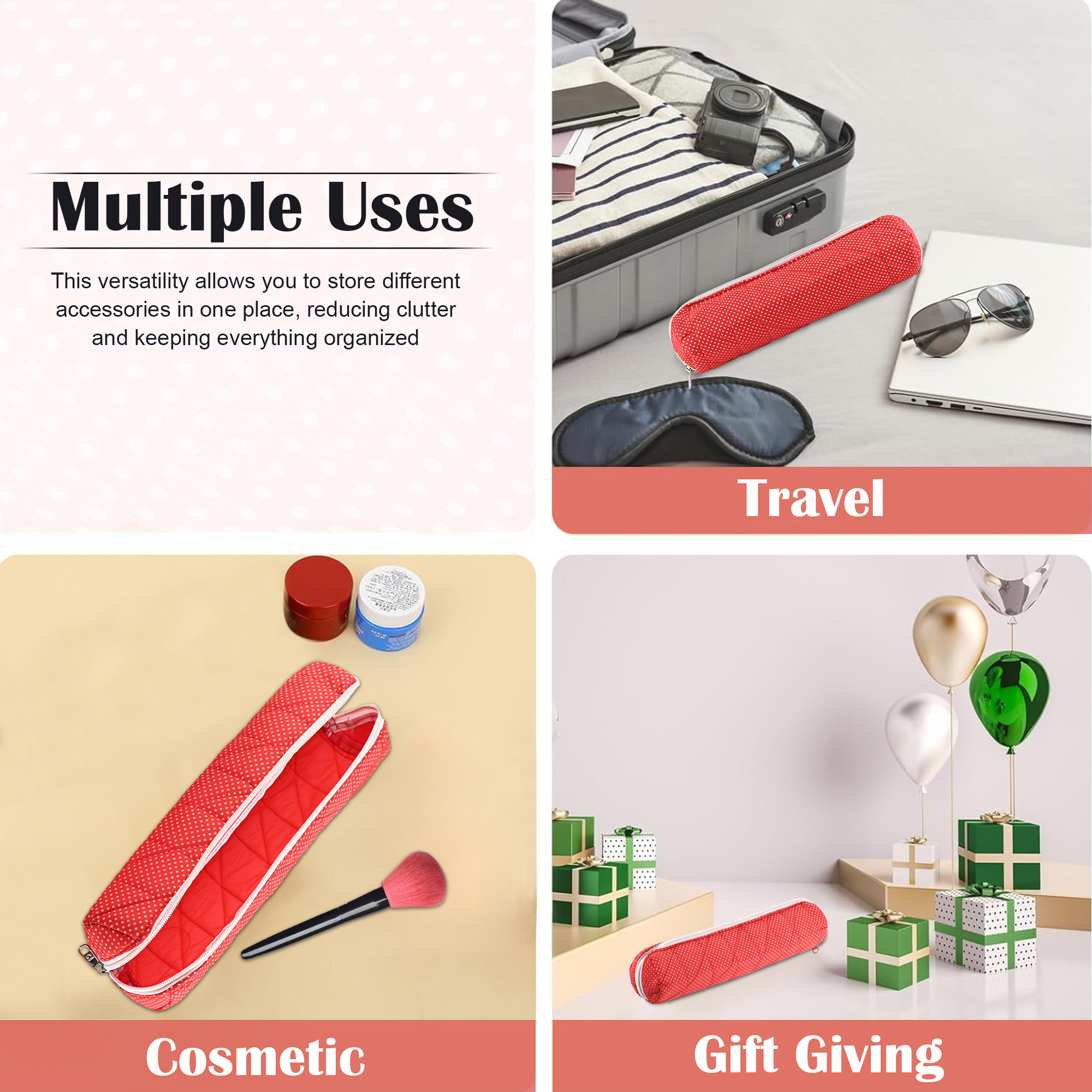 Kuber Industries Single-Rod Bangles Organisers Storage Box  Gold Jewellery Pouch  BraceletChudi Case Holder for Women  Polka Dots - Red