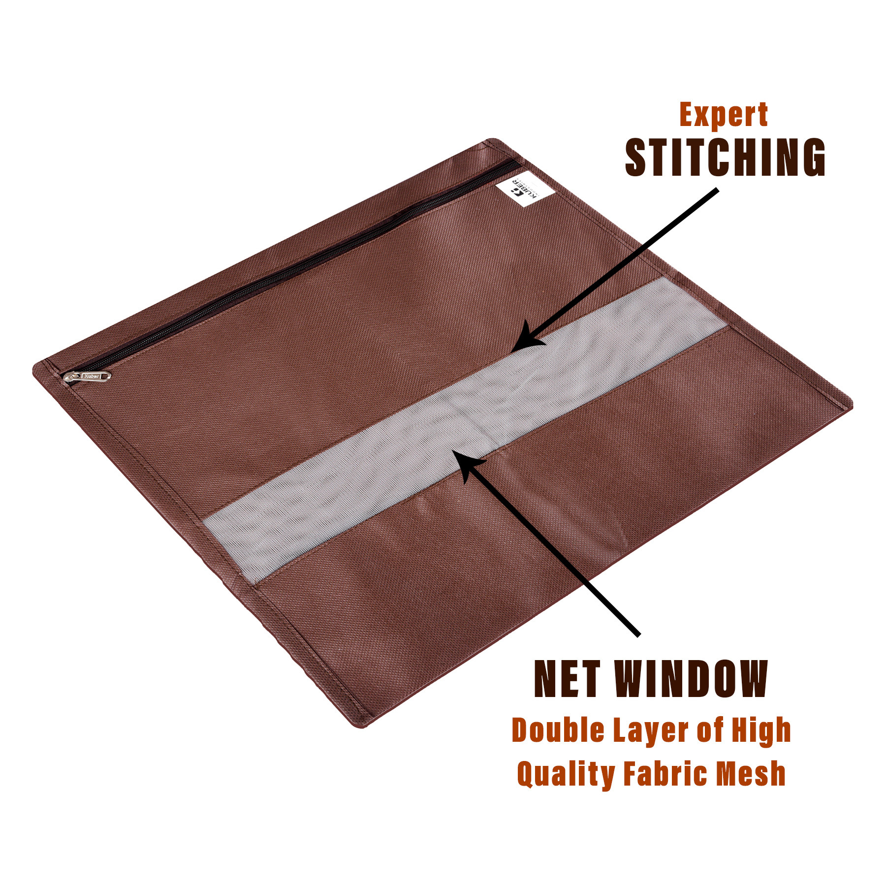 Kuber Industries Single Saree Bags | Clothes Bags for Storage | Non-Woven Wardrobe Organizer | Mesh Window Cloth Storage Bags Set | Single Packing Saree Bags | Plain | Brown