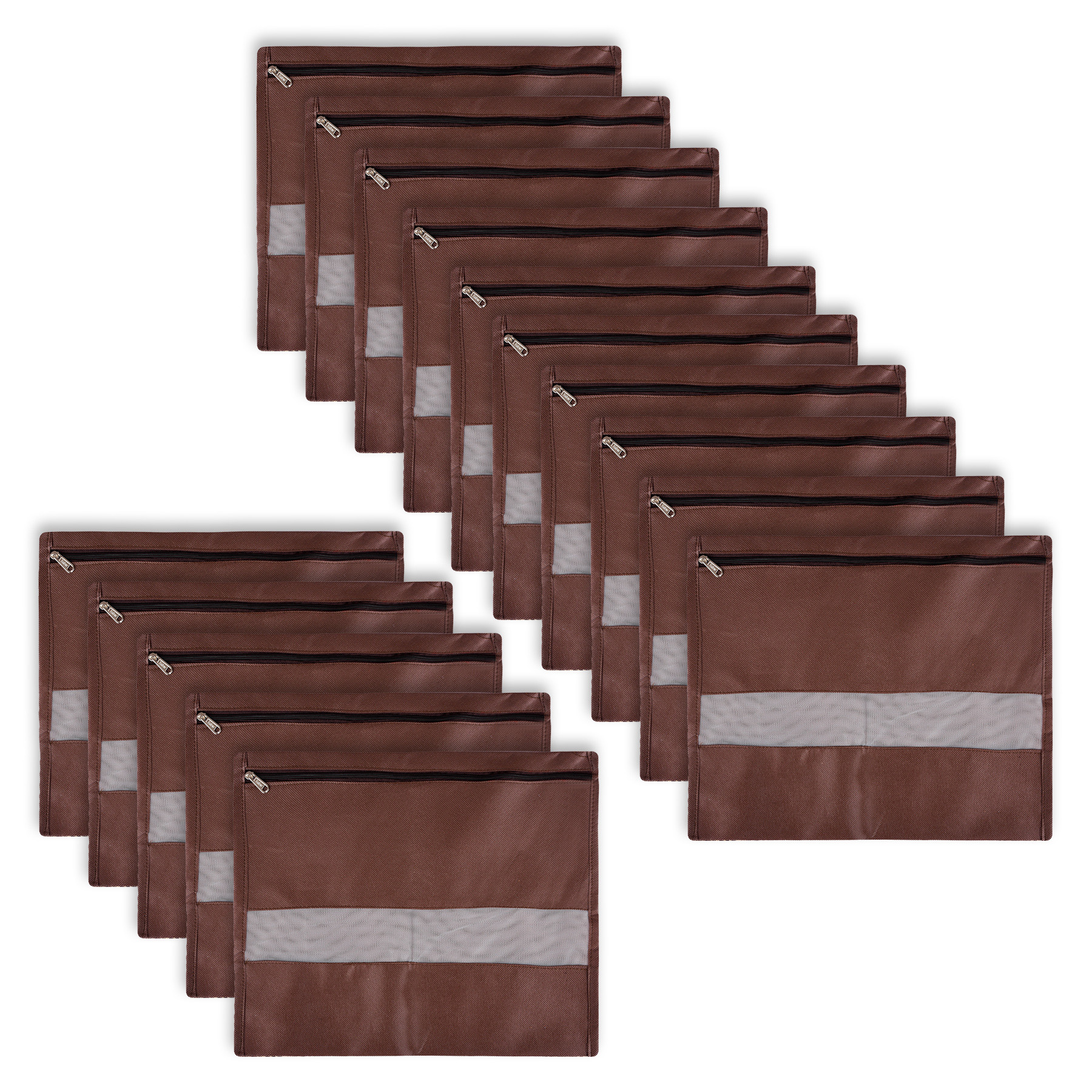 Kuber Industries Single Saree Bags | Clothes Bags for Storage | Non-Woven Wardrobe Organizer | Mesh Window Cloth Storage Bags Set | Single Packing Saree Bags | Plain | Brown