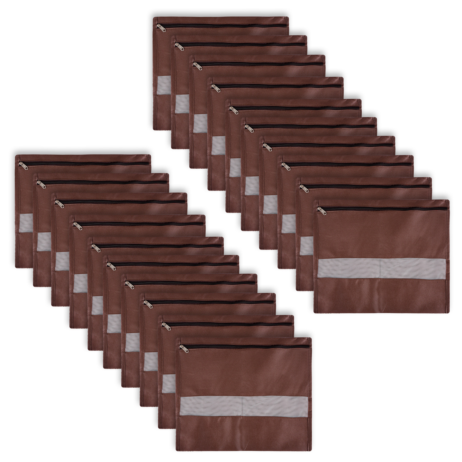 Kuber Industries Single Saree Bags | Clothes Bags for Storage | Non-Woven Wardrobe Organizer | Mesh Window Cloth Storage Bags Set | Single Packing Saree Bags | Plain | Brown