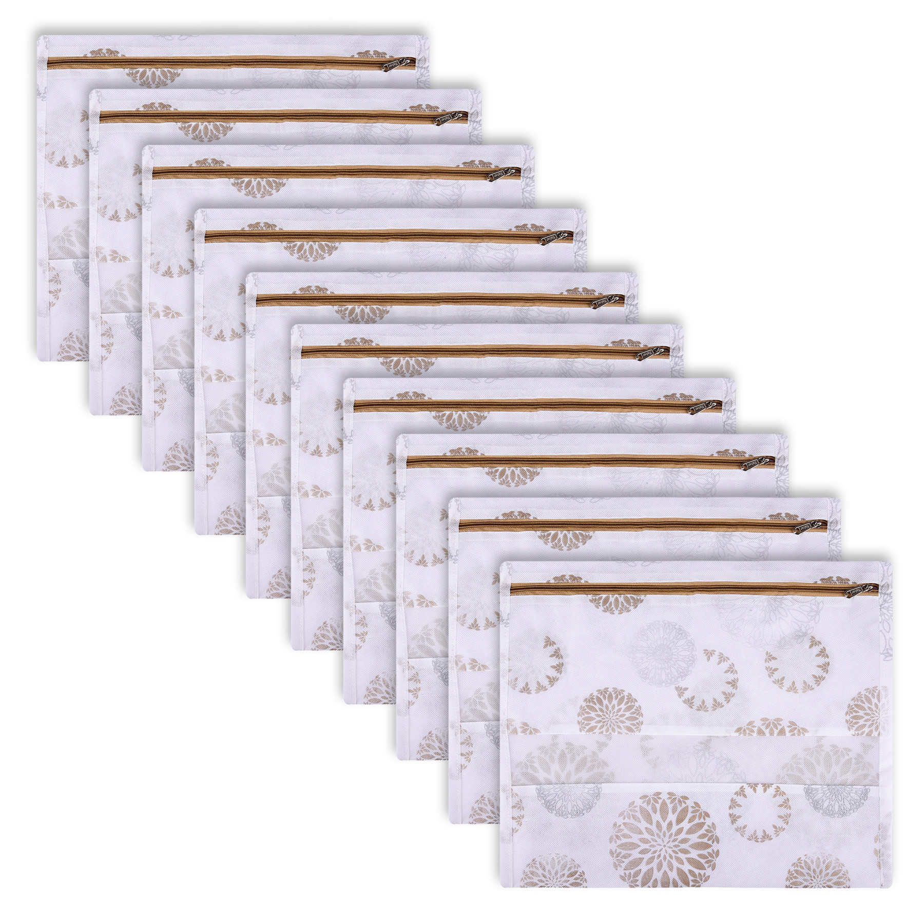 Kuber Industries Single Saree Bags | Clothes Bags for Storage | Non-Woven Wardrobe Organizer | Mesh Window Cloth Storage Bags Set | Single Packing Saree Bags | Gola-Print | White