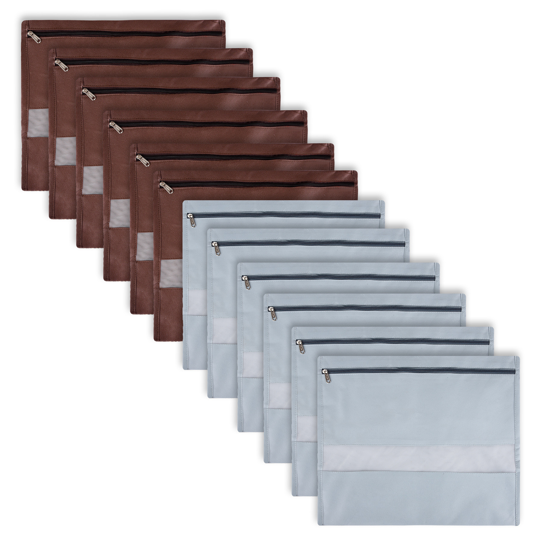 Kuber Industries Single Saree Bags | Clothes Bags for Storage | Non-Woven Wardrobe Organizer | Mesh Window Cloth Storage Bags Set | Single Packing Saree Bags | Brown & Gray