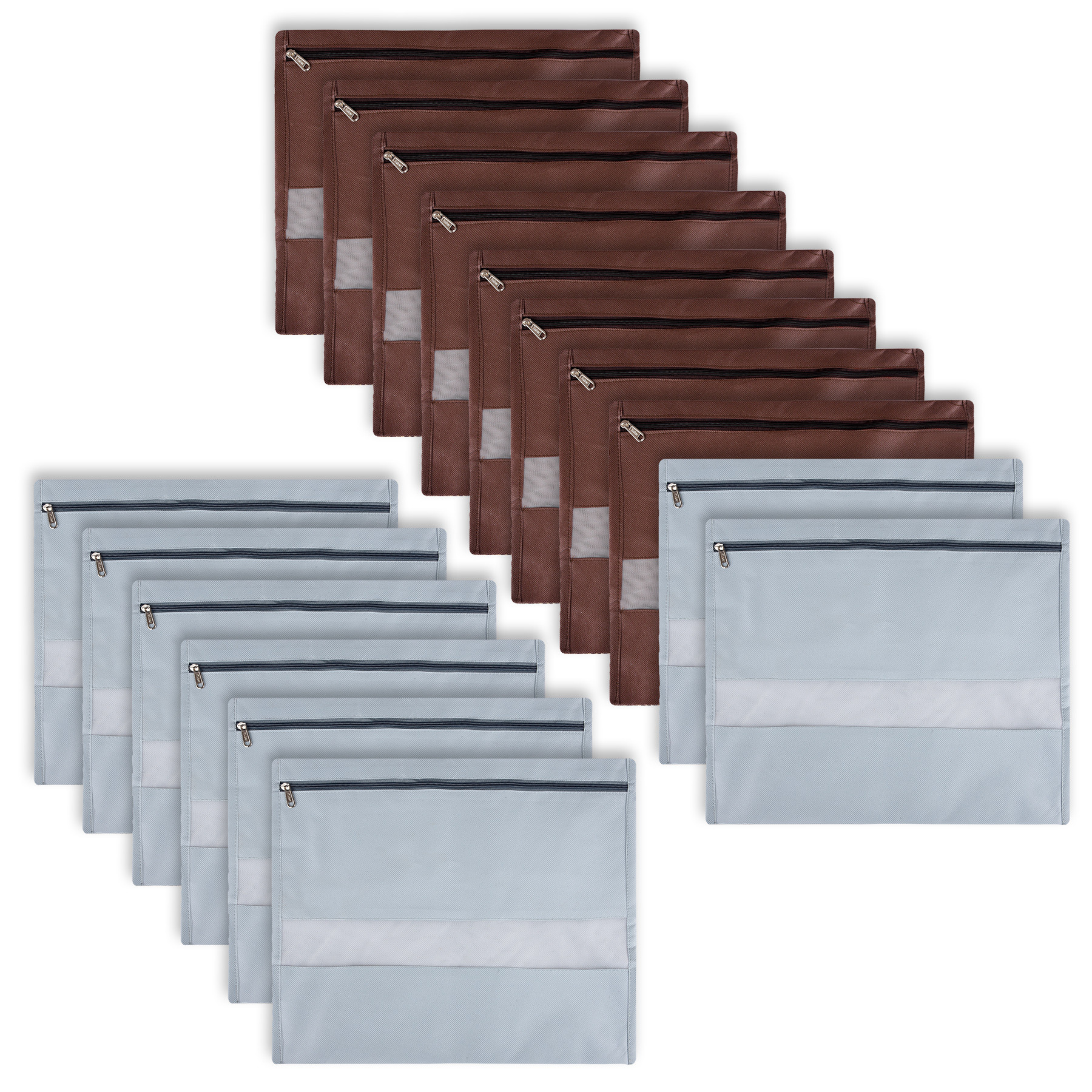 Kuber Industries Single Saree Bags | Clothes Bags for Storage | Non-Woven Wardrobe Organizer | Mesh Window Cloth Storage Bags Set | Single Packing Saree Bags | Brown & Gray