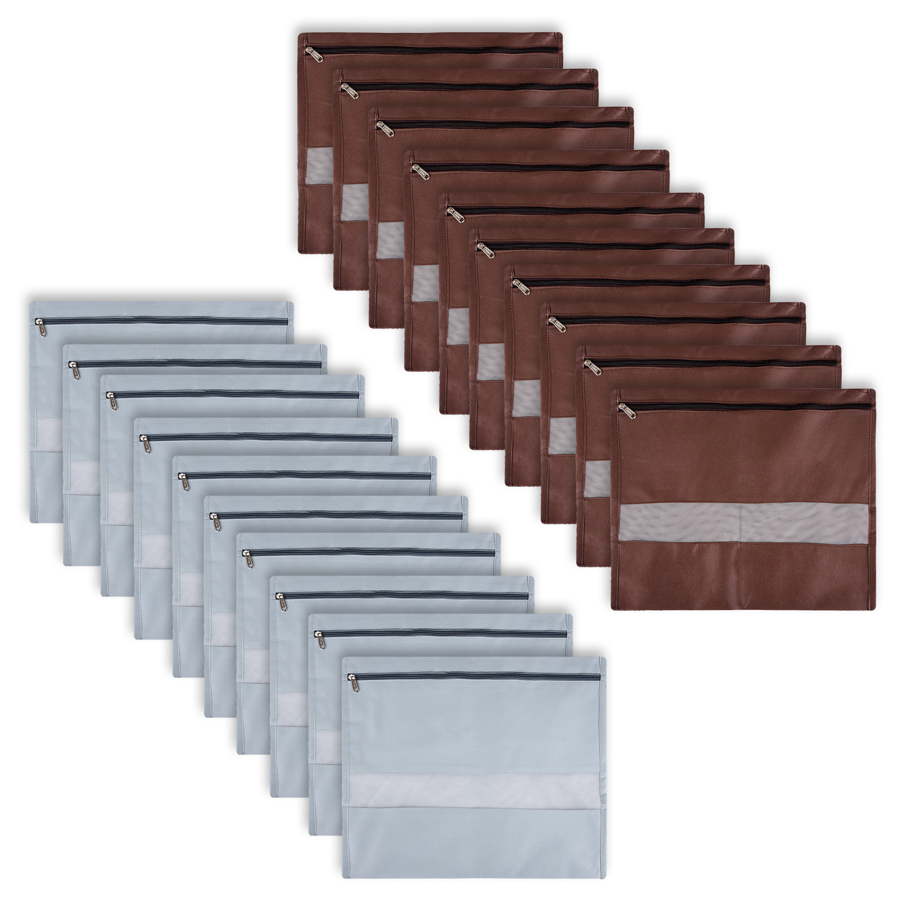Kuber Industries Single Saree Bags | Clothes Bags for Storage | Non-Woven Wardrobe Organizer | Mesh Window Cloth Storage Bags Set | Single Packing Saree Bags | Brown & Gray