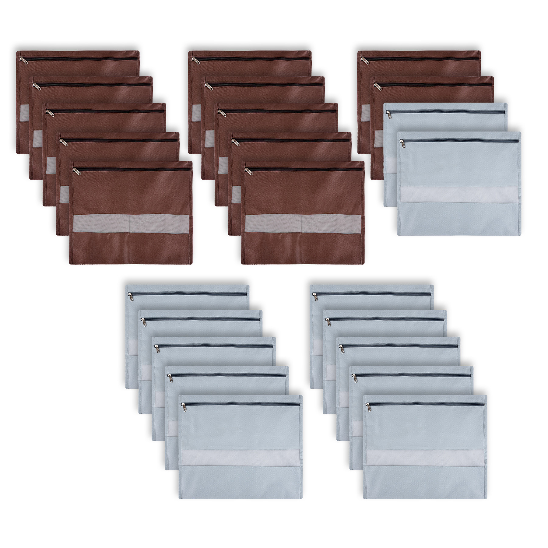 Kuber Industries Single Saree Bags | Clothes Bags for Storage | Non-Woven Wardrobe Organizer | Mesh Window Cloth Storage Bags Set | Single Packing Saree Bags | Brown & Gray