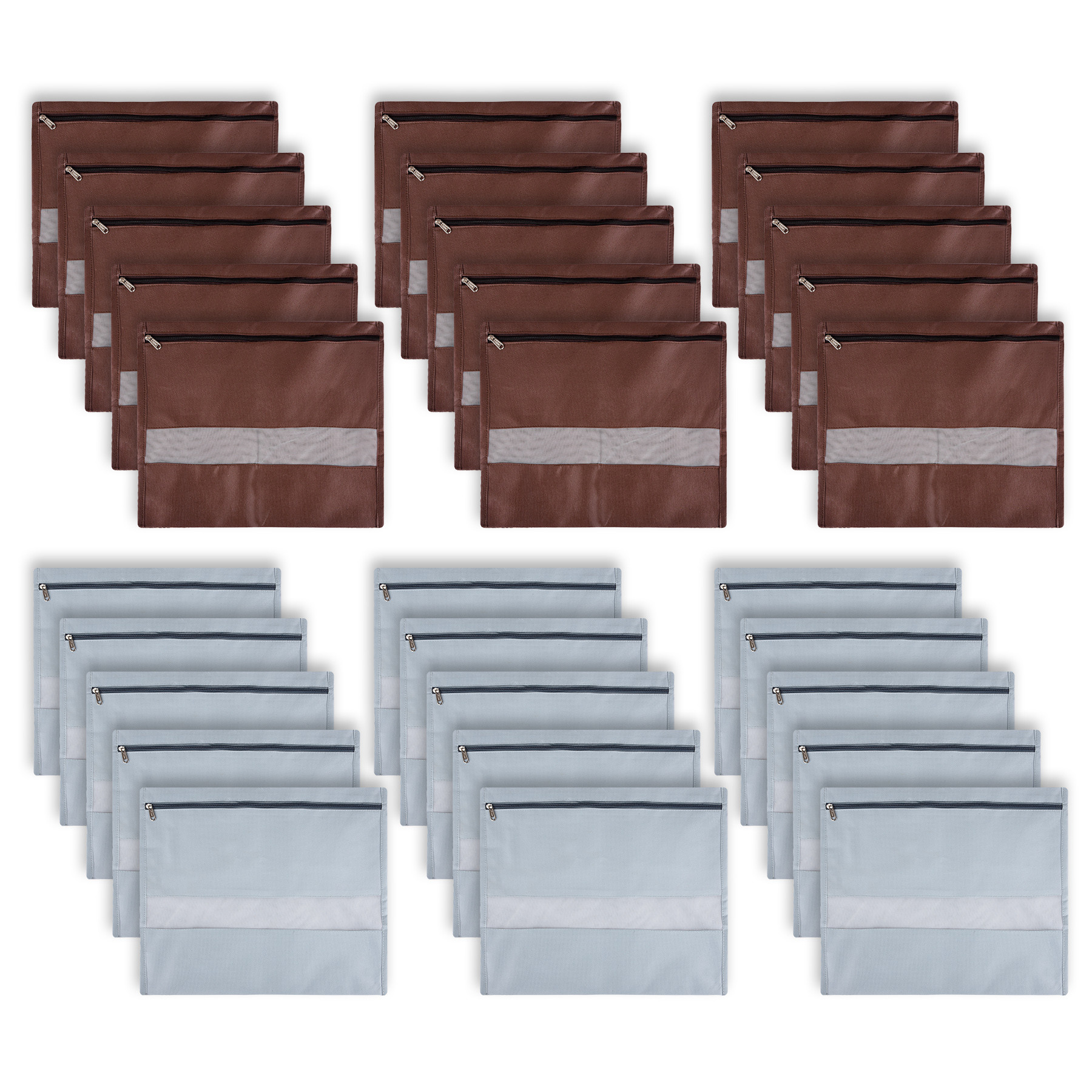 Kuber Industries Single Saree Bags | Clothes Bags for Storage | Non-Woven Wardrobe Organizer | Mesh Window Cloth Storage Bags Set | Single Packing Saree Bags | Brown & Gray