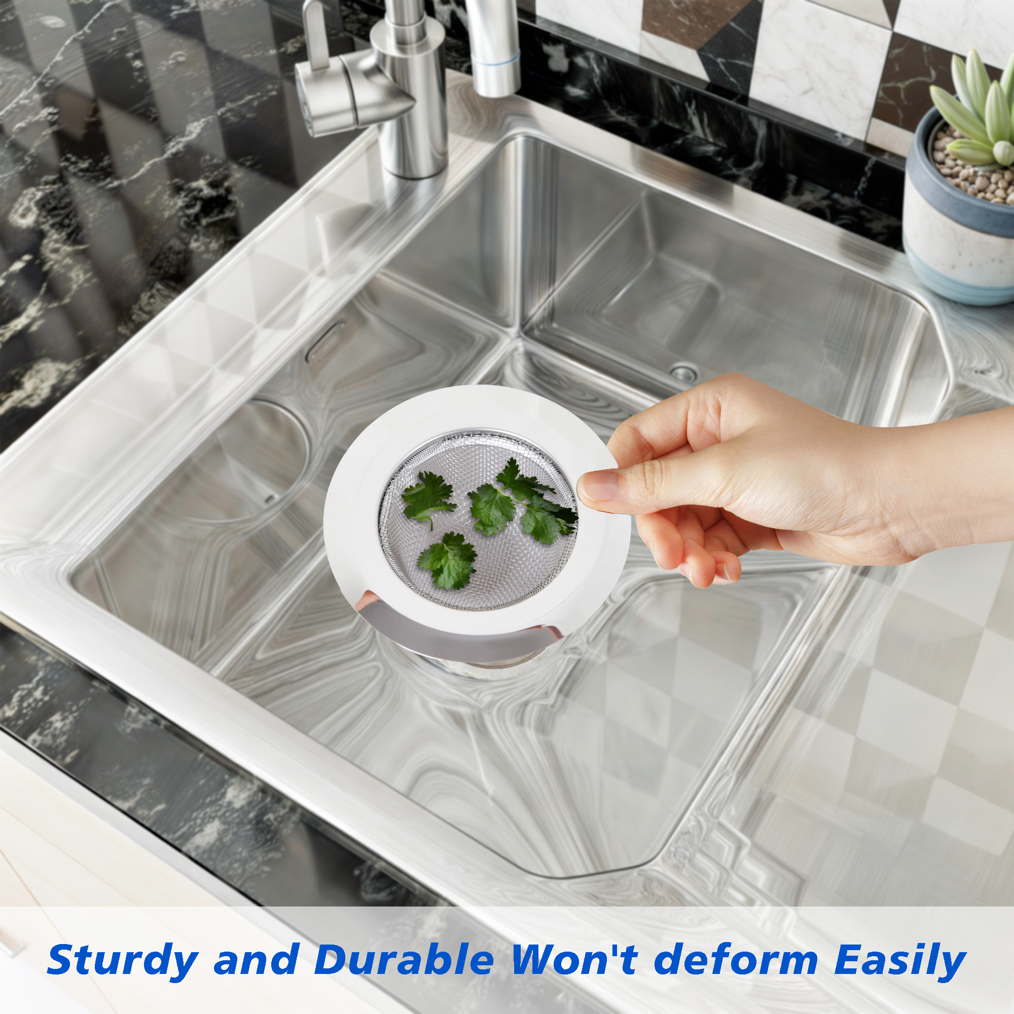 Kuber Industries Sink Strainer  Kitchen Sink Strainer  Sink Drain Strainer  Drain Catcher for Bathroom  Mesh Drain Deep Filter for Kitchen  Sink Round Patli Jali  115 mm  Silver