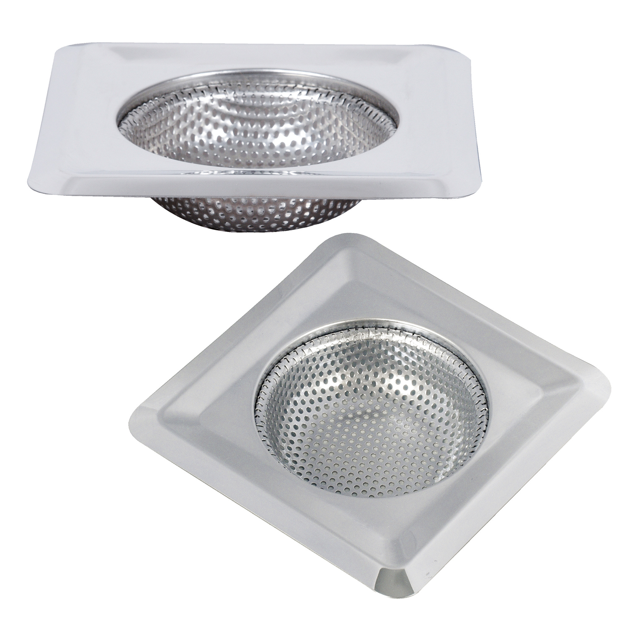 Kuber Industries Sink Strainer | Kitchen Sink Strainer | Sink Drain Strainer | Drain Catcher for Bathroom | Mesh Drain Deep Filter for Kitchen | Sink Square Moti Jali | 115 mm | Silver